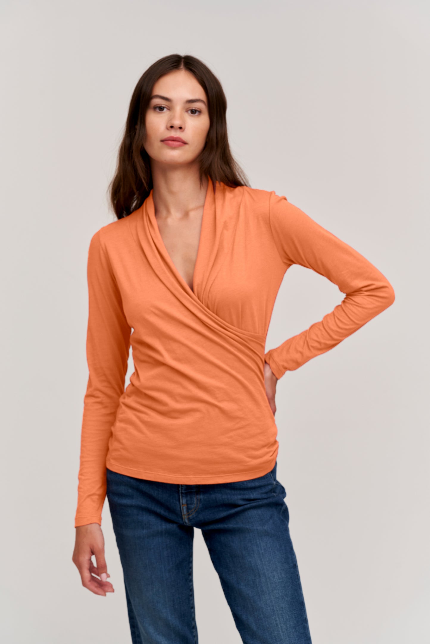 MERI GAUZY WHISPER TOP IN CORAL