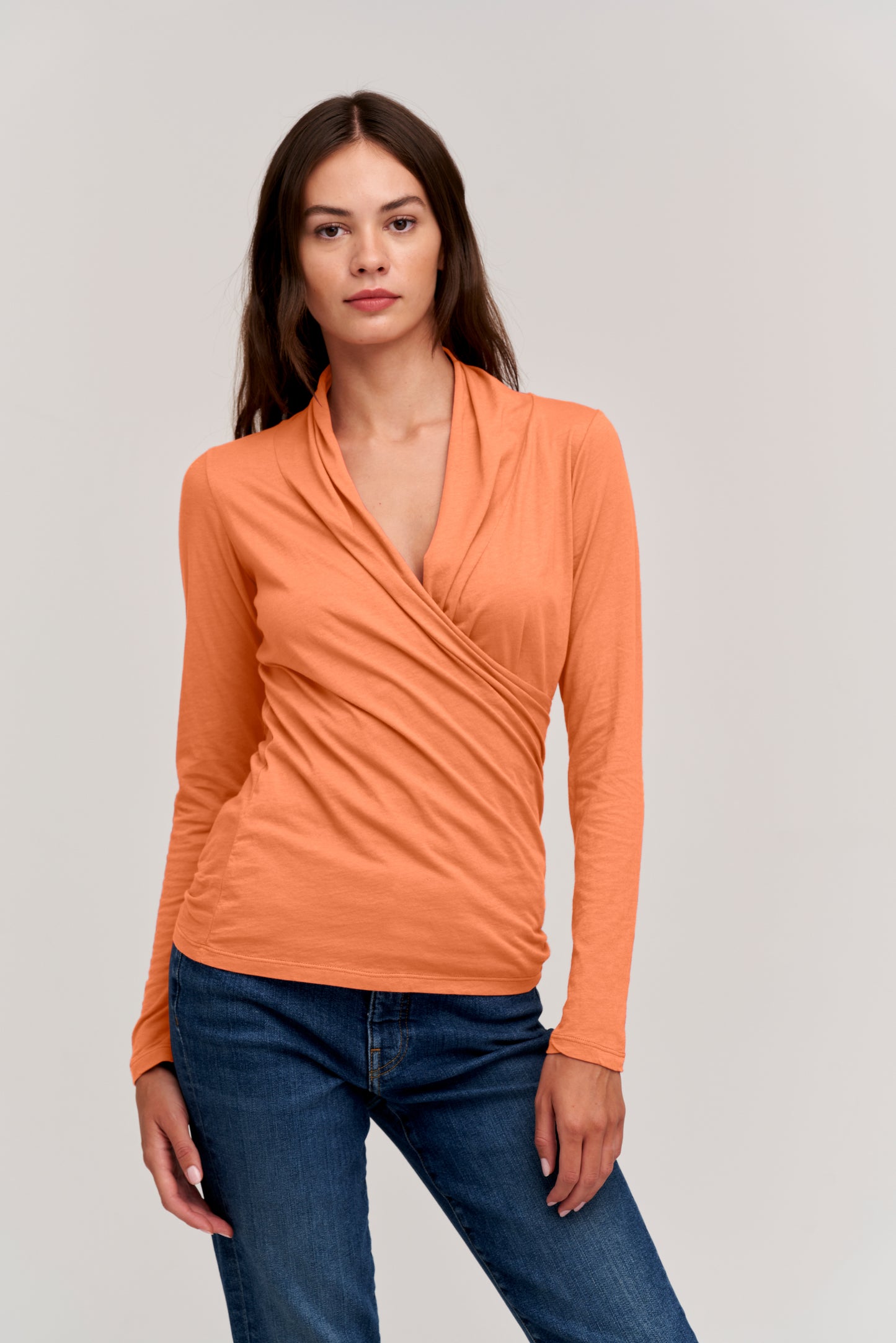 MERI GAUZY WHISPER TOP IN CORAL