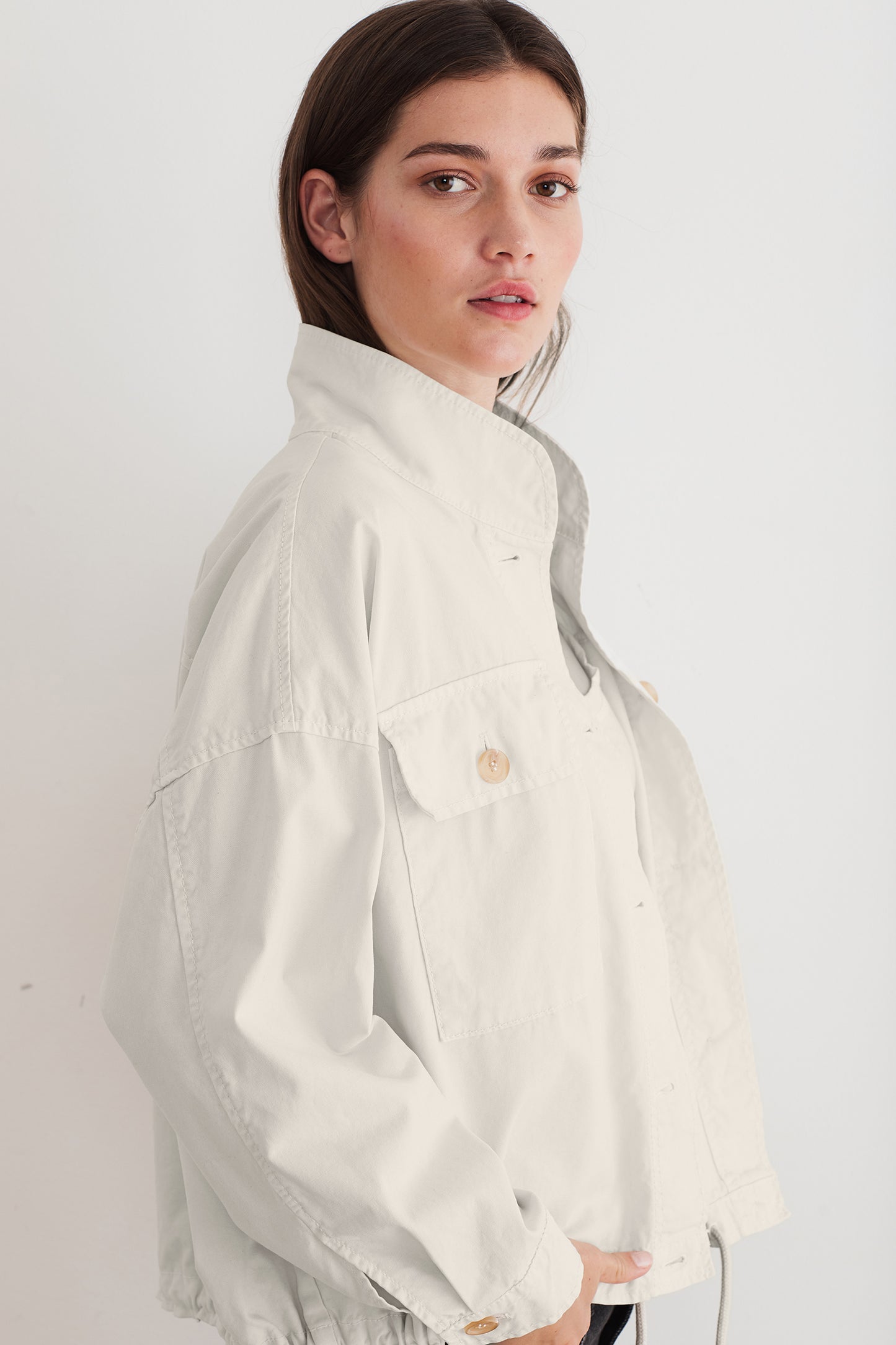 NICOLA COTTON CANVAS JACKET IN SLEET