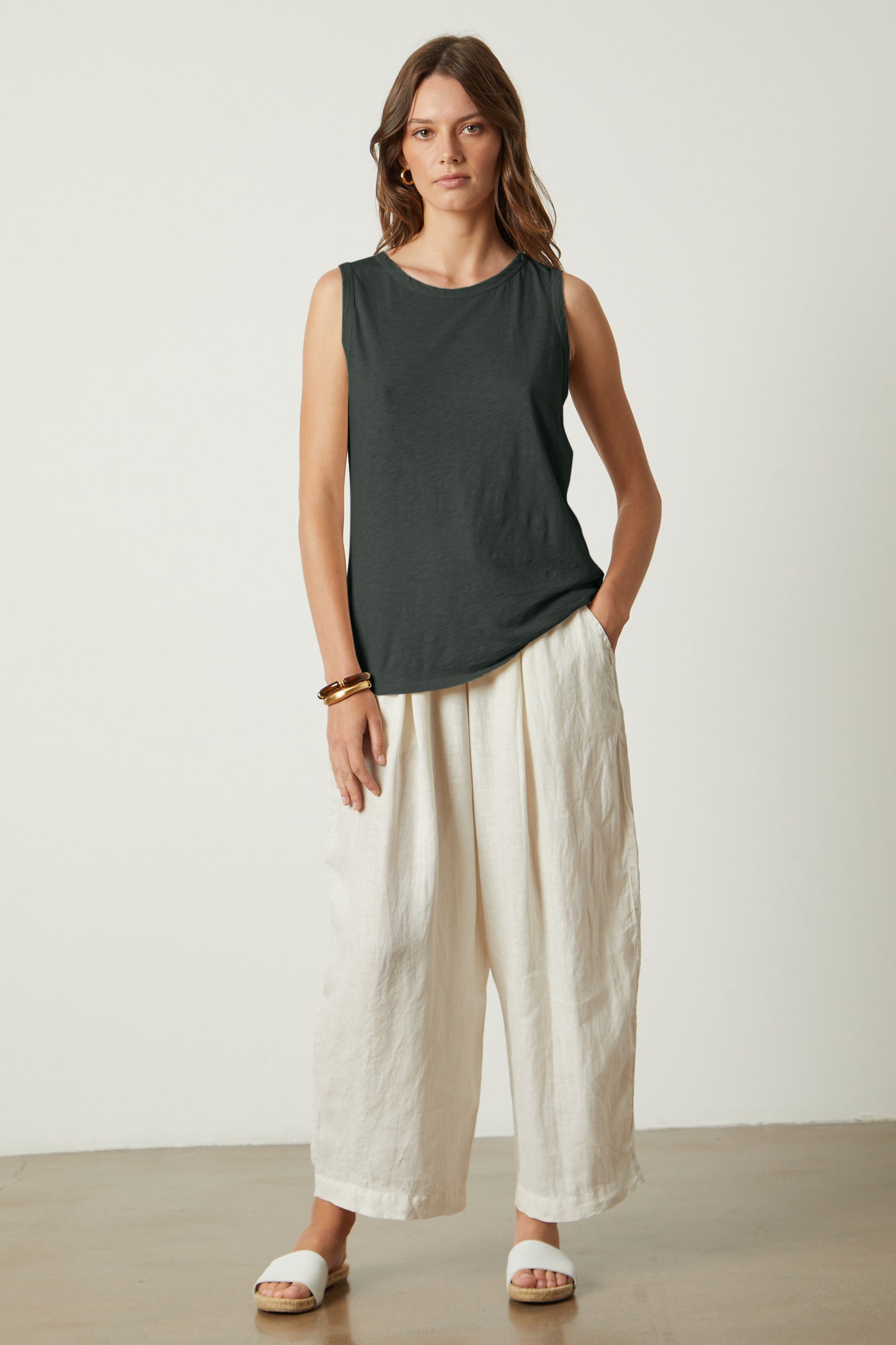 TAURUS COTTON SLUB TOP IN CAPER