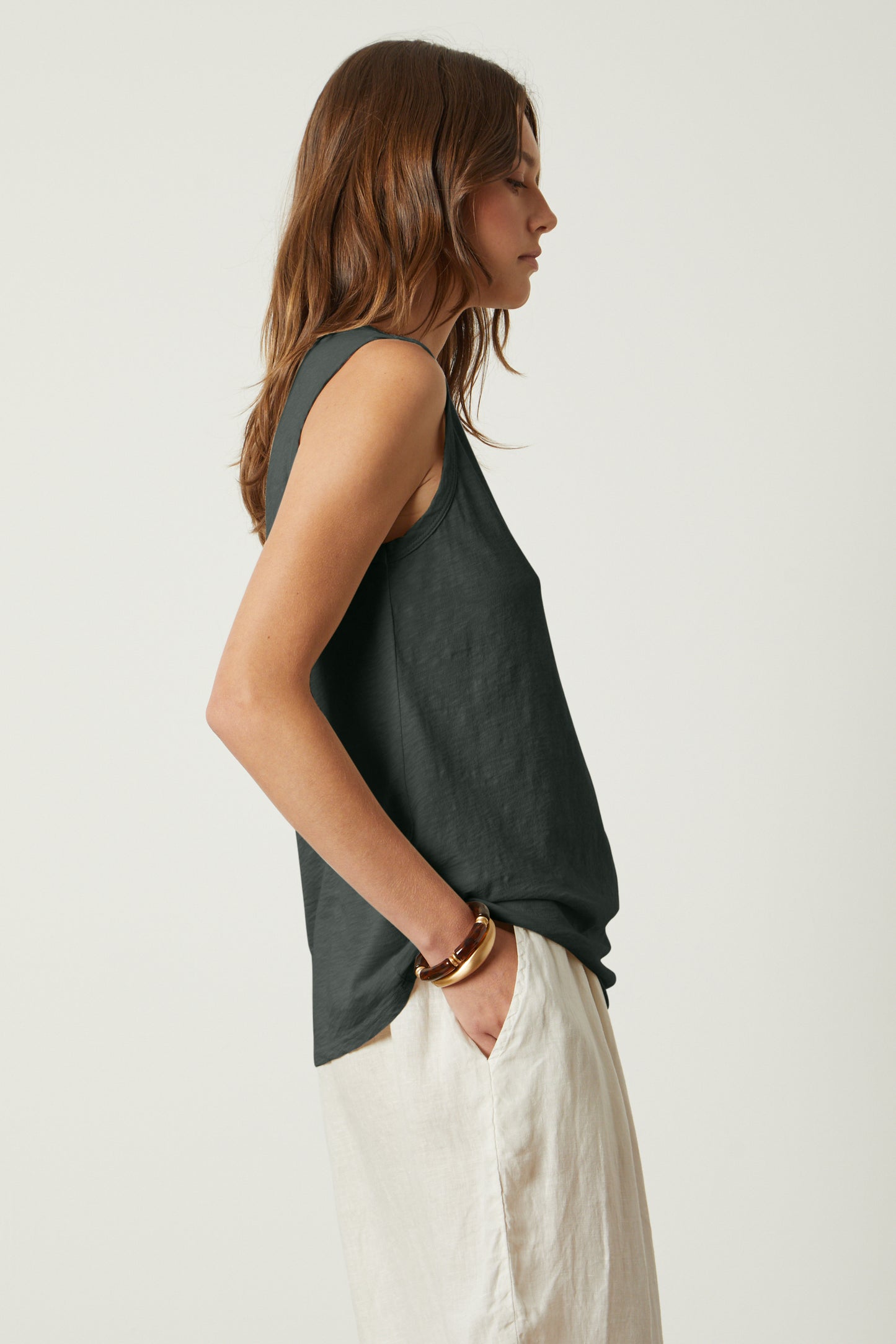 TAURUS COTTON SLUB TOP IN CAPER