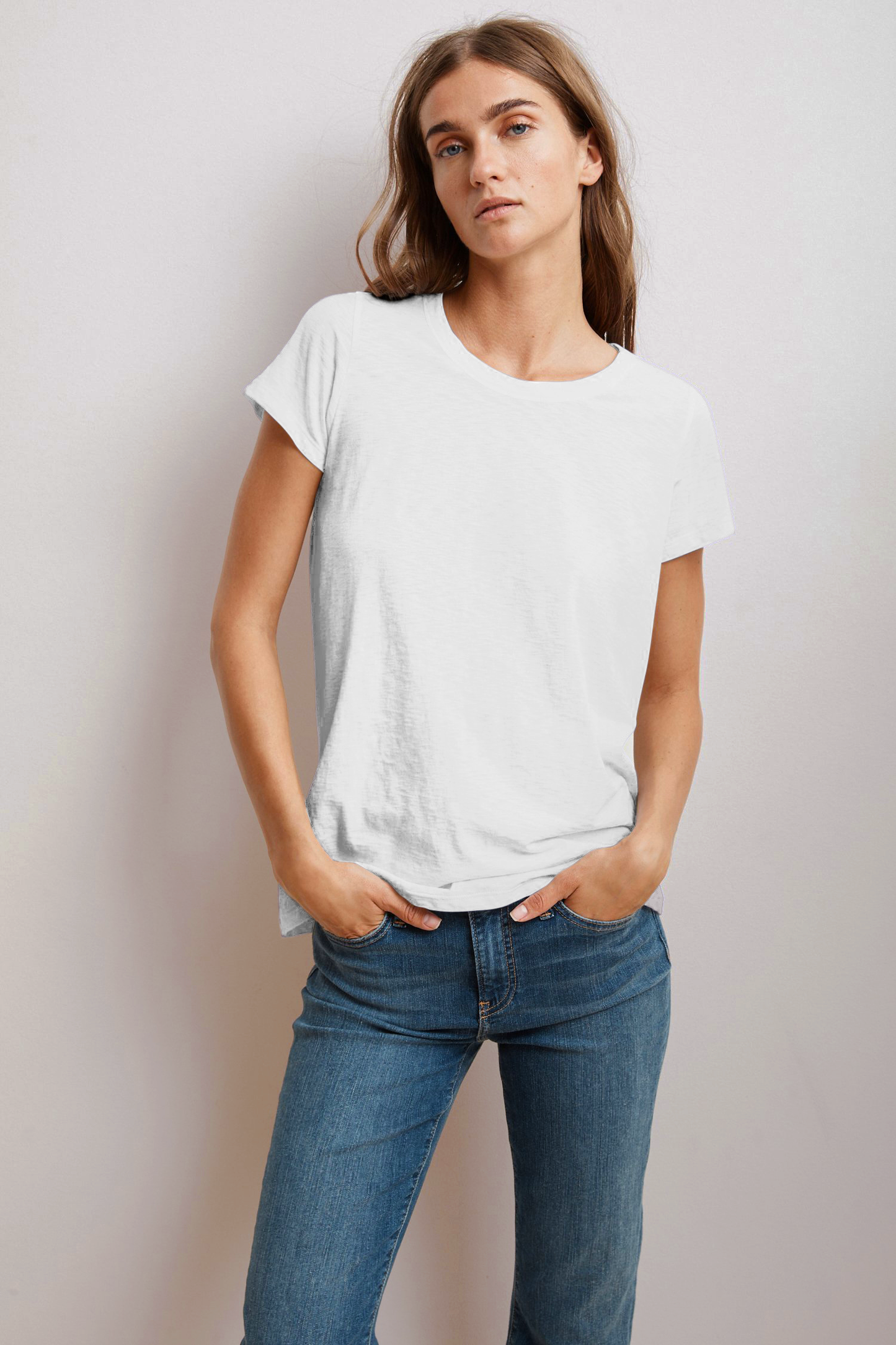 TRESSA COTTON SLUB T-SHIRT IN WHITE