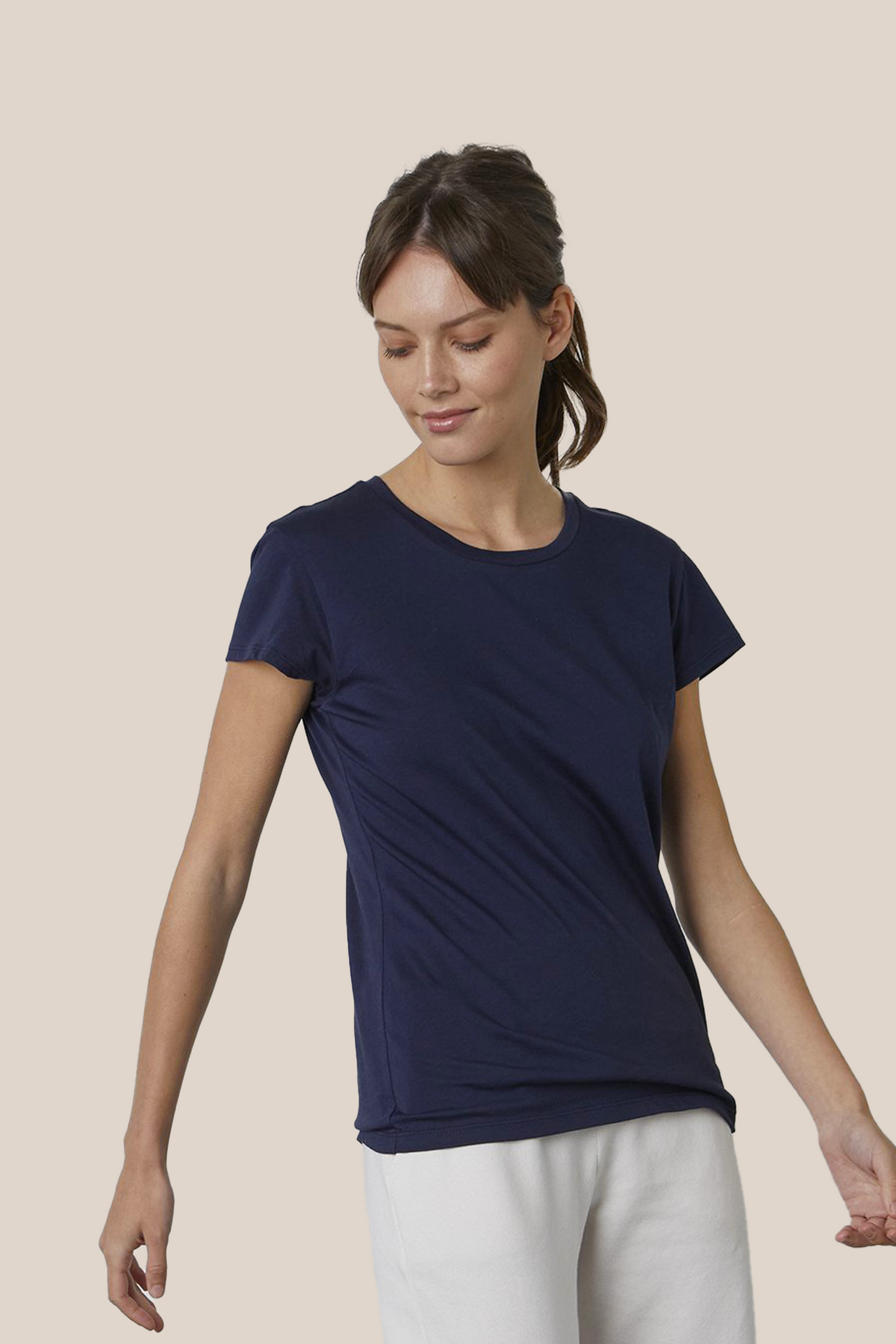 TRISHA WHISPER COTTON T-SHIRT IN NAVY