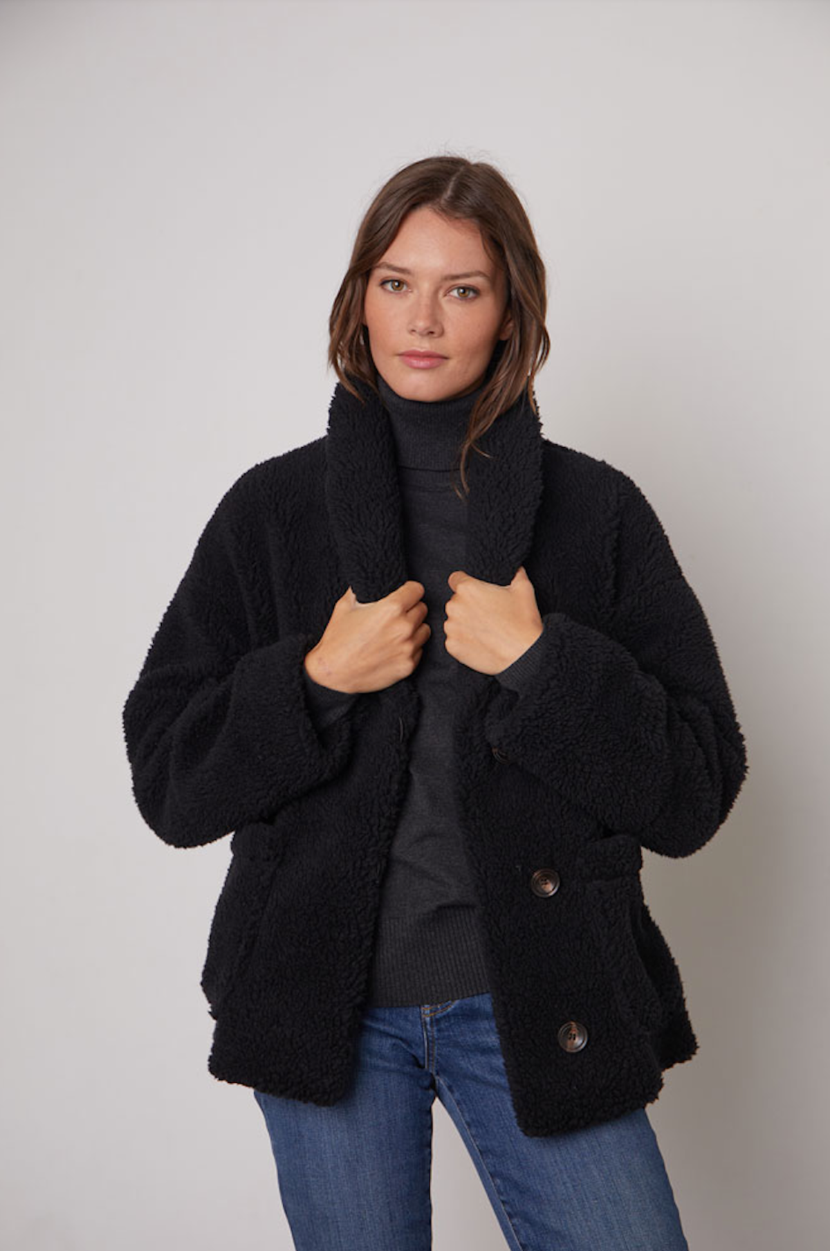 Faux shearling velvet on sale jacket