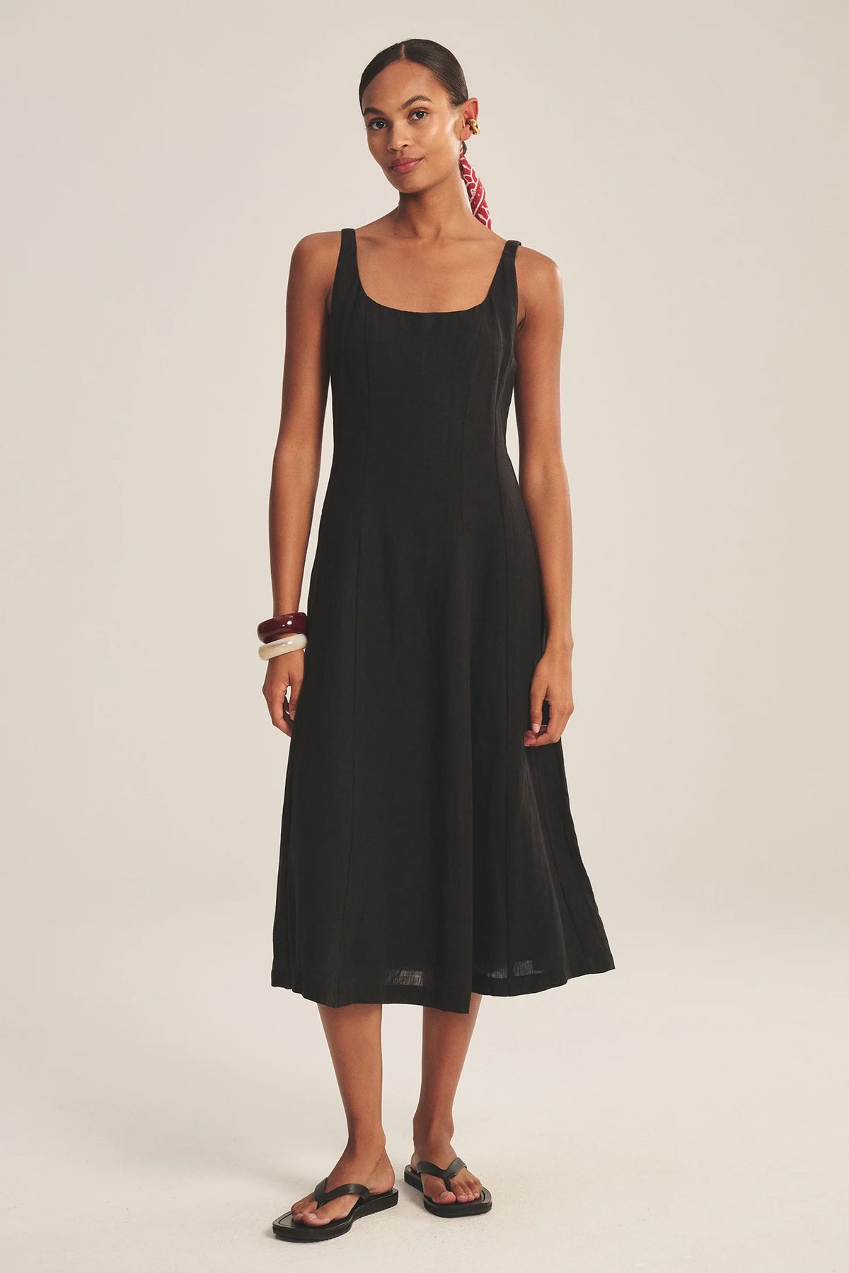 AUSTEN LINEN DRESS IN BLACK