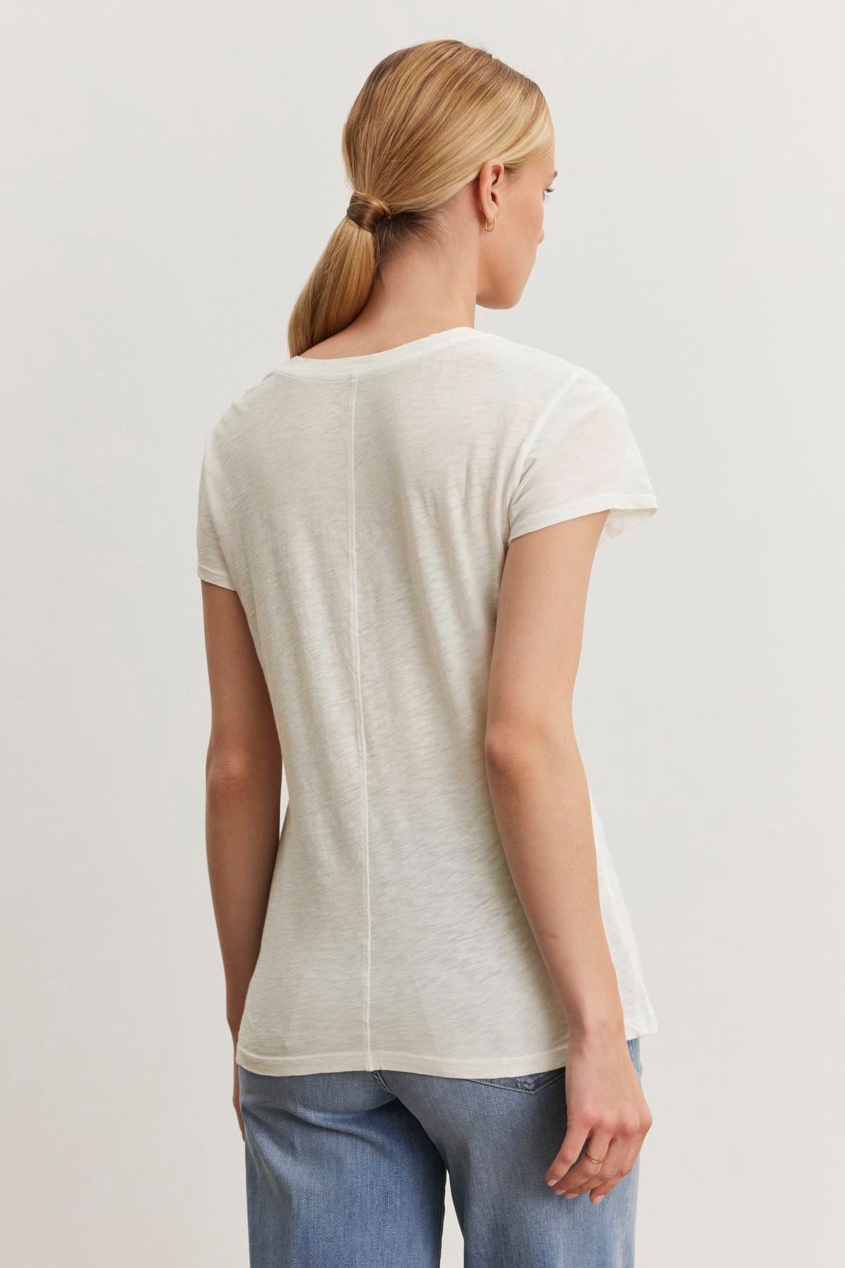 ODELIA COTTON SLUB CREW NECK T-SHIRT IN BISQUE