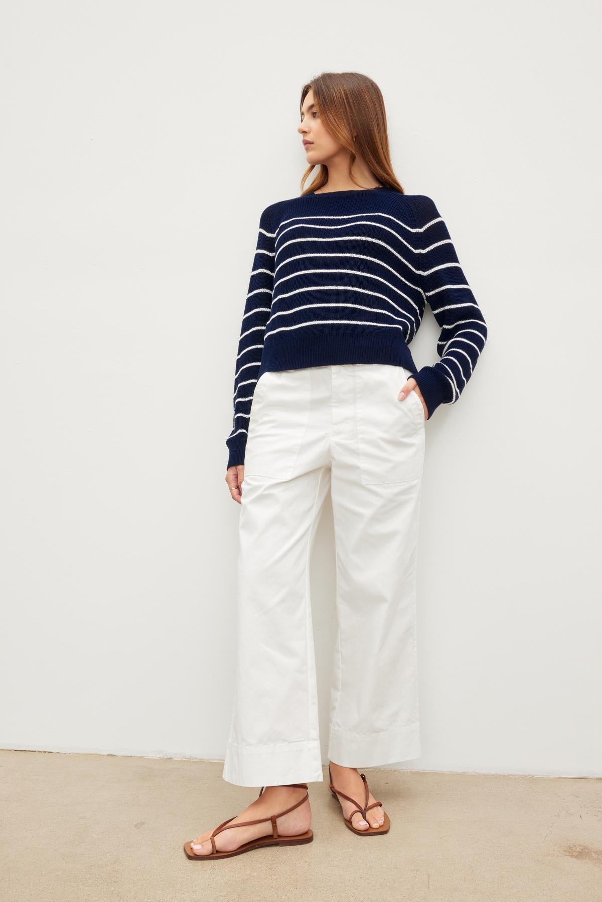 MYA COTTON CANVAS TROUSERS IN SLEET