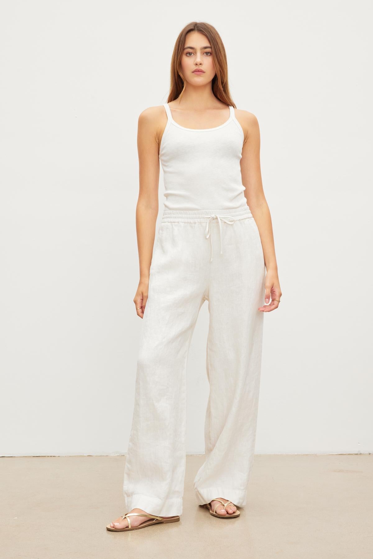 GWYNETH HEAVY LINEN PANT IN BISQUE