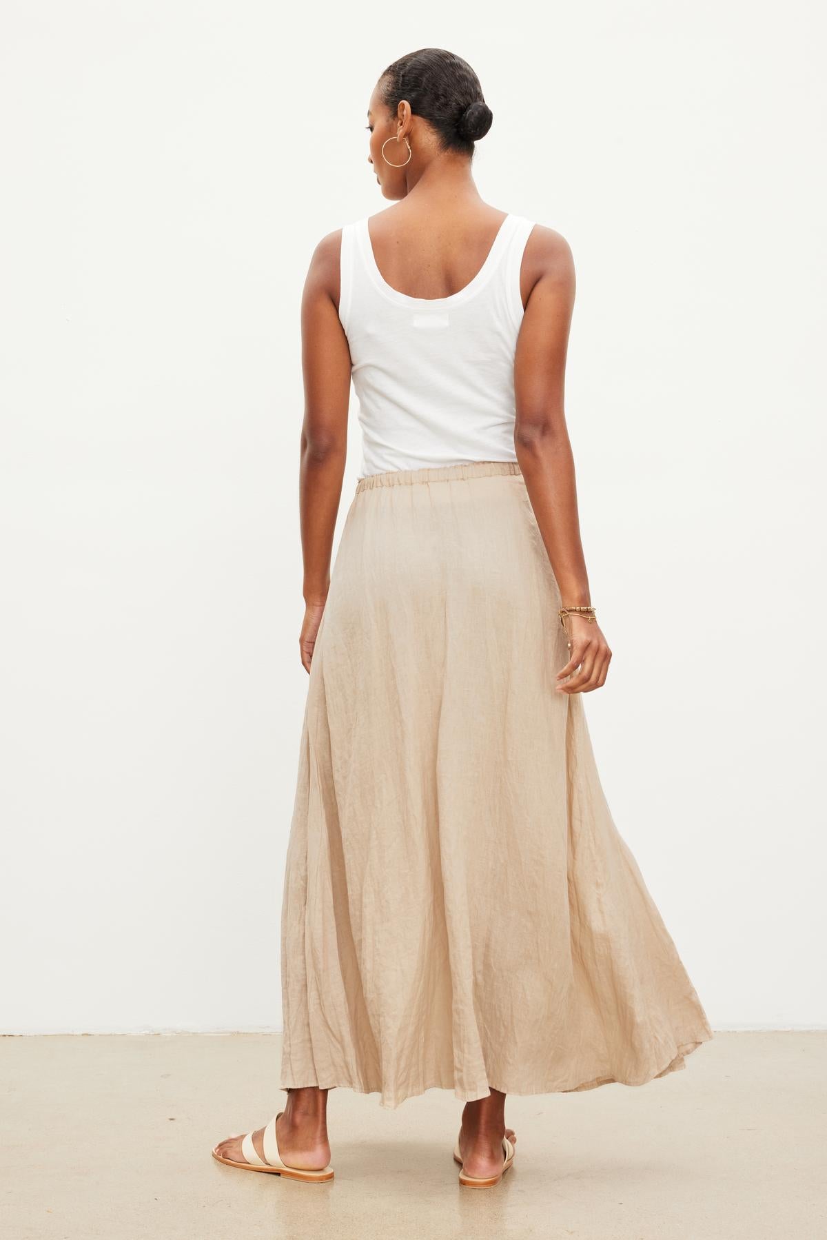 BAILEY LINEN MAXI SKIRT IN BISCUIT