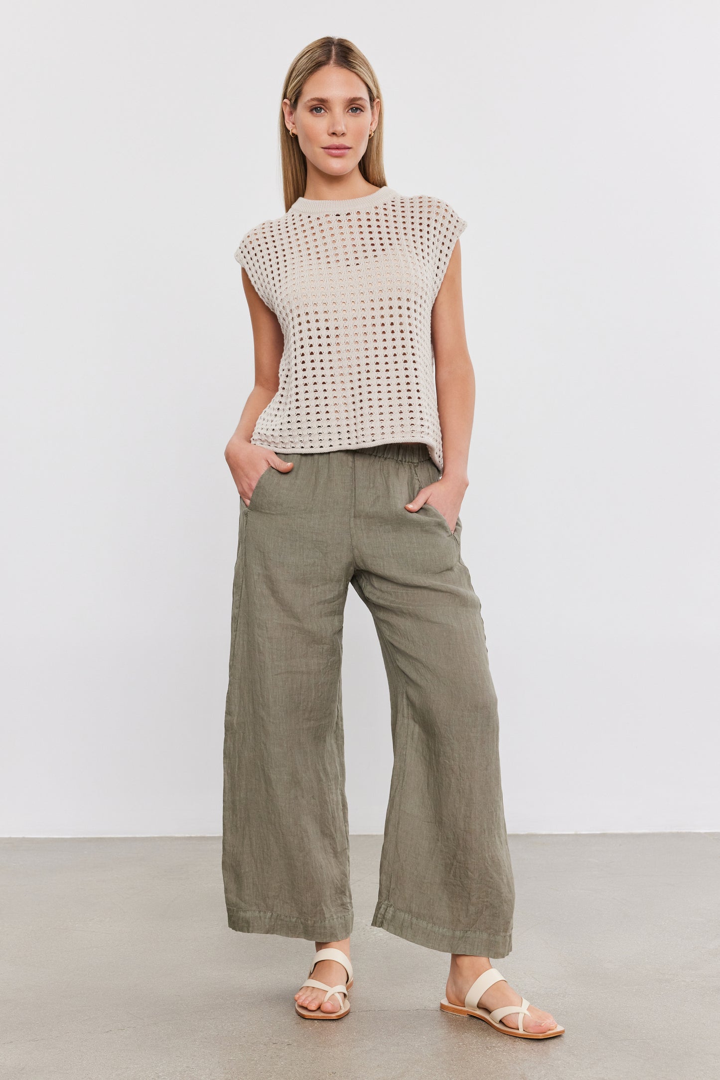 LOLA LINEN TROUSERS IN AXE