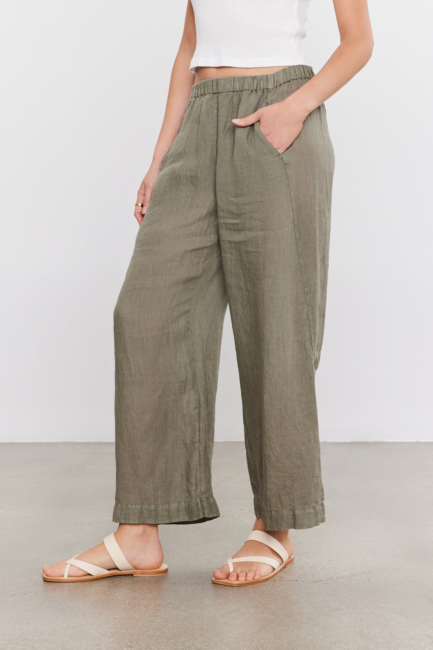 LOLA LINEN TROUSERS IN AXE