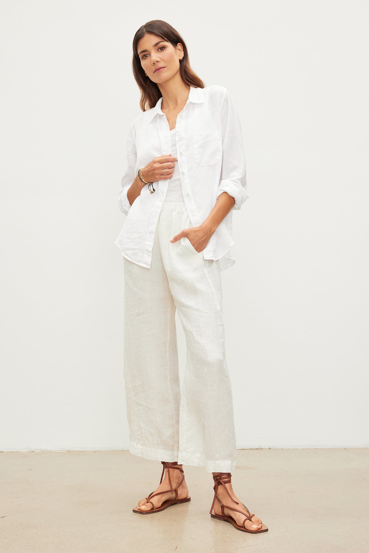 LOLA LINEN TROUSER IN CHALK