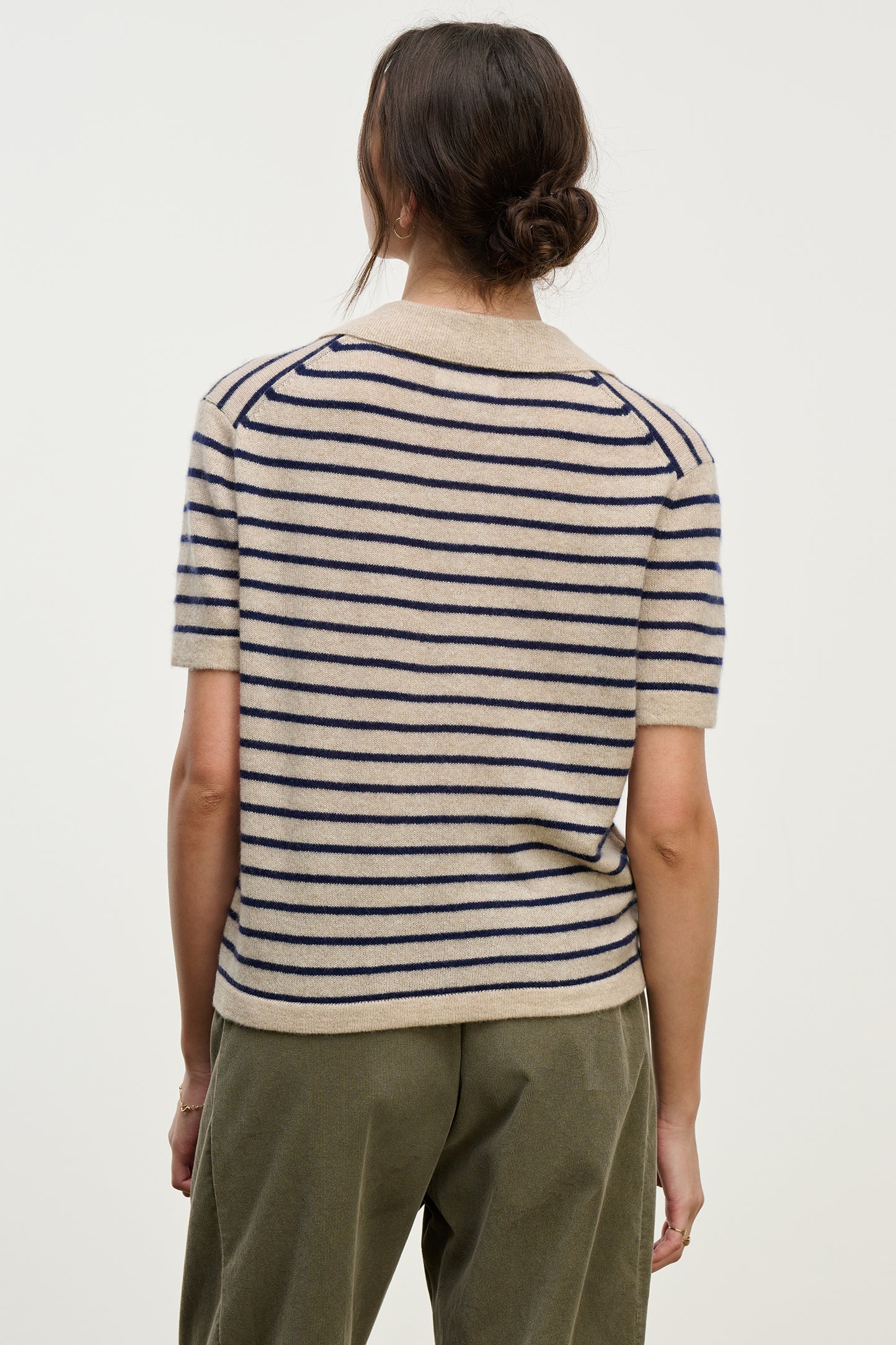 YAEL TOP IN OATMEAL/NAVY
