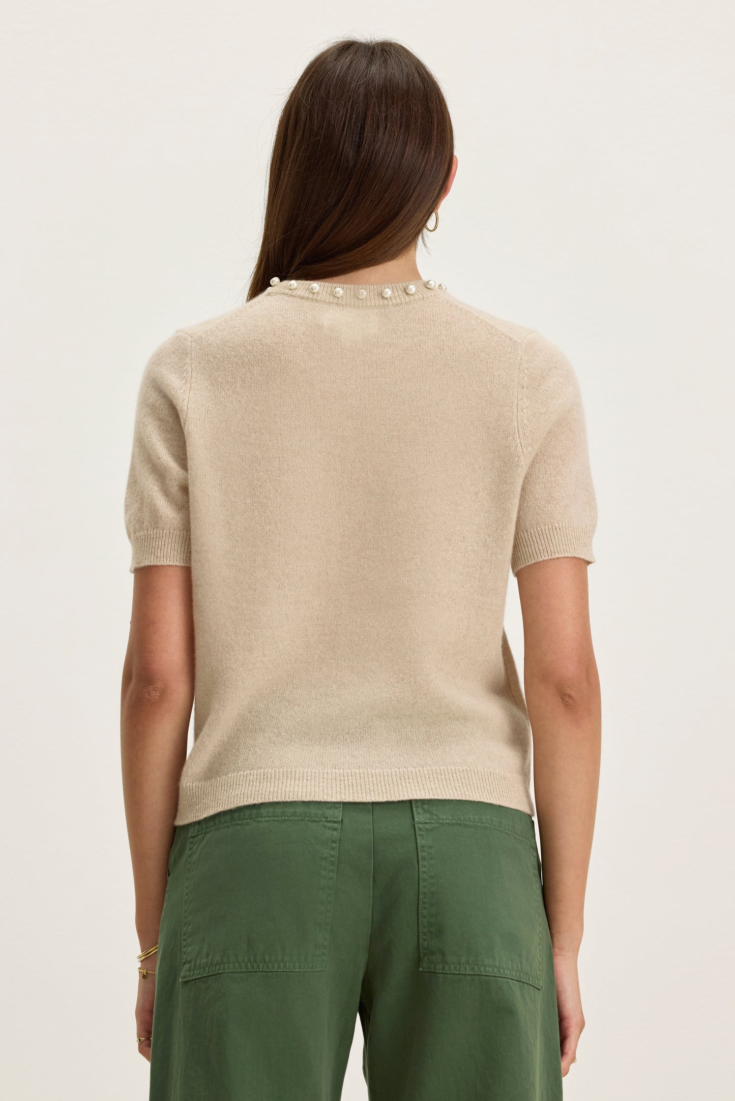 YARA CASHMERE EMBELLISHED SWEATER IN WHEAT