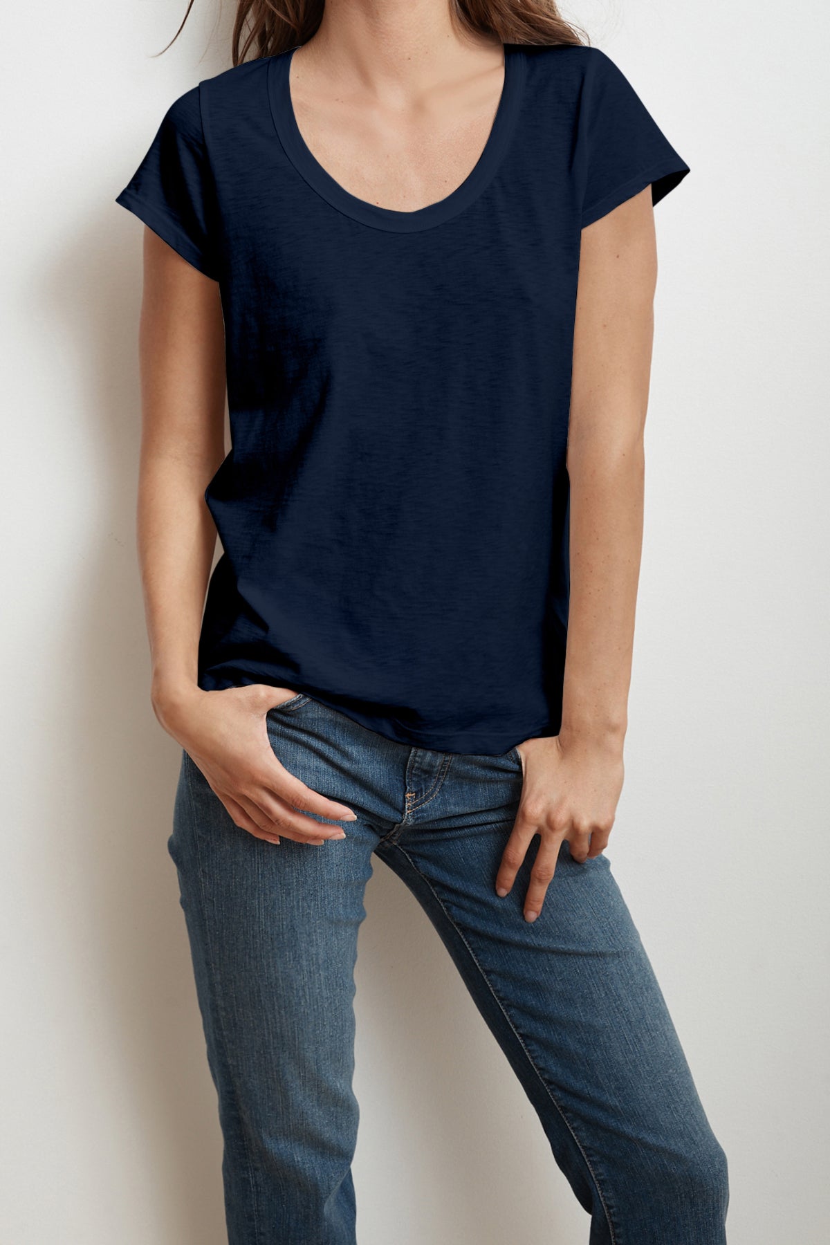 KATIE CITY COTTON SLUB TEE IN MIDNIGHT