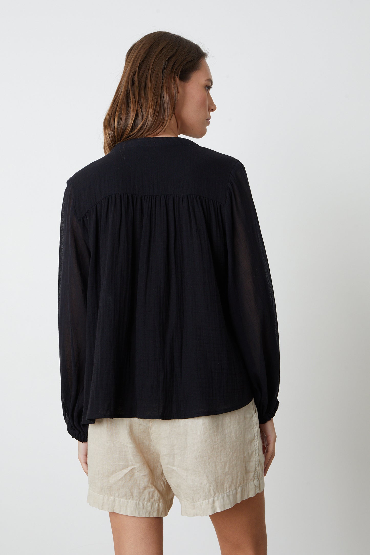 KATHLEEN COTTON GAUZE TOP IN BLACK