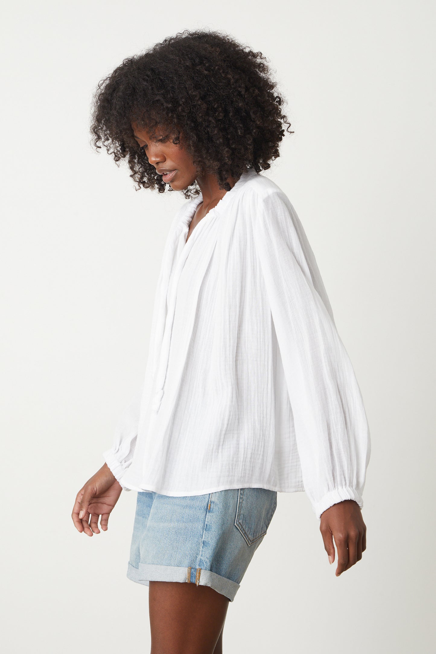 KATHLEEN COTTON GAUZE TOP IN WHITE