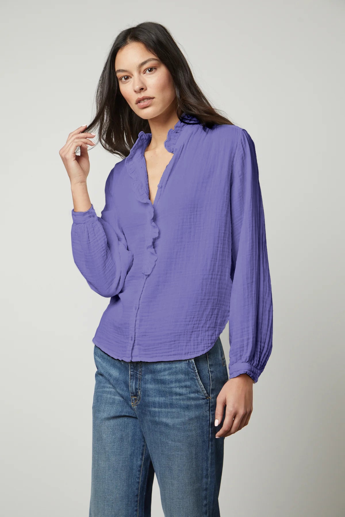 TRISHA COTTON GAUZE TOP IN DAHLIA