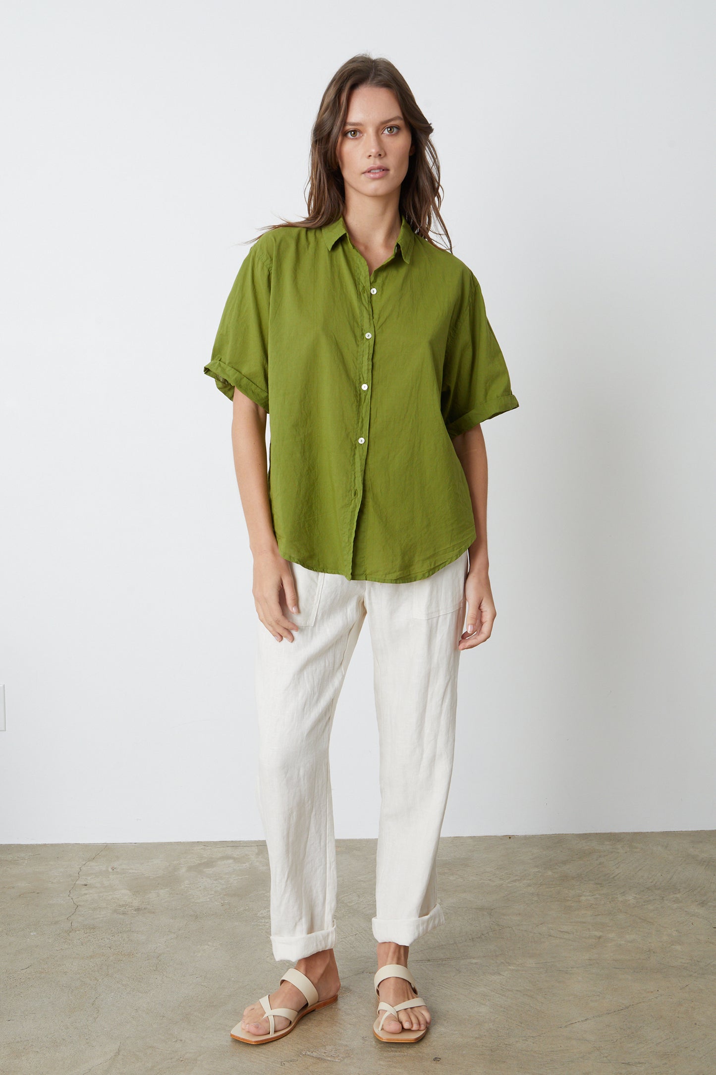 CINDY HEAVY LINEN TROUSERS IN CHALK