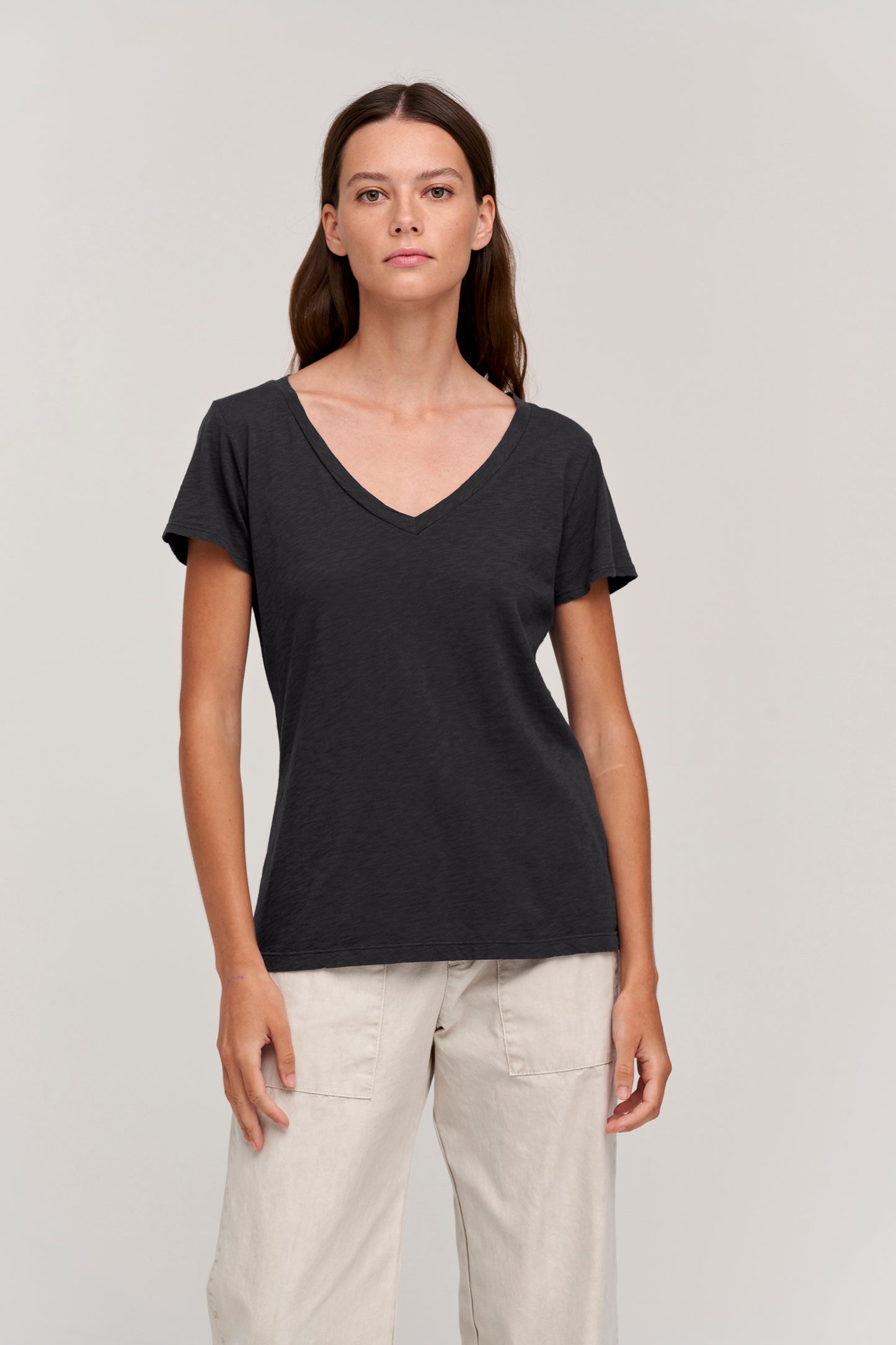 LILITH COTTON SLUB T-SHIRT IN BLACK