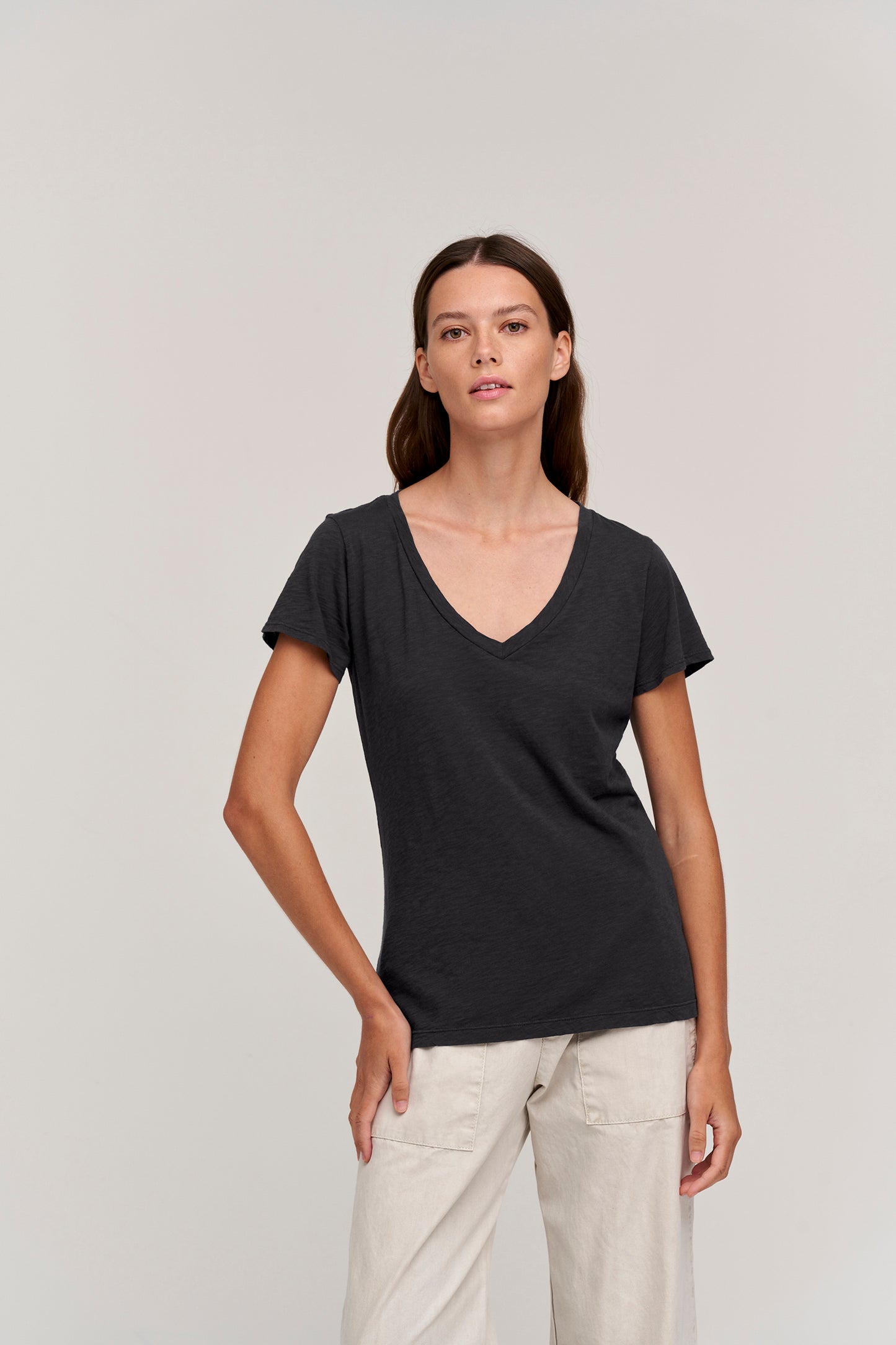 LILITH COTTON SLUB T-SHIRT IN BLACK