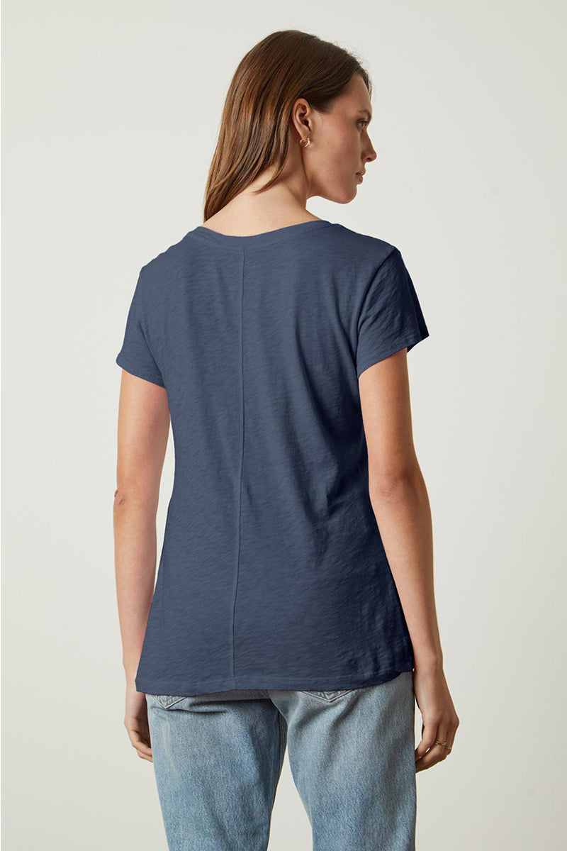 ODELIA COTTON SLUB CREW NECK TEE IN SHADOW