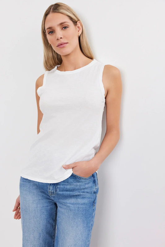 TAURUS COTTON SLUB TOP IN WHITE