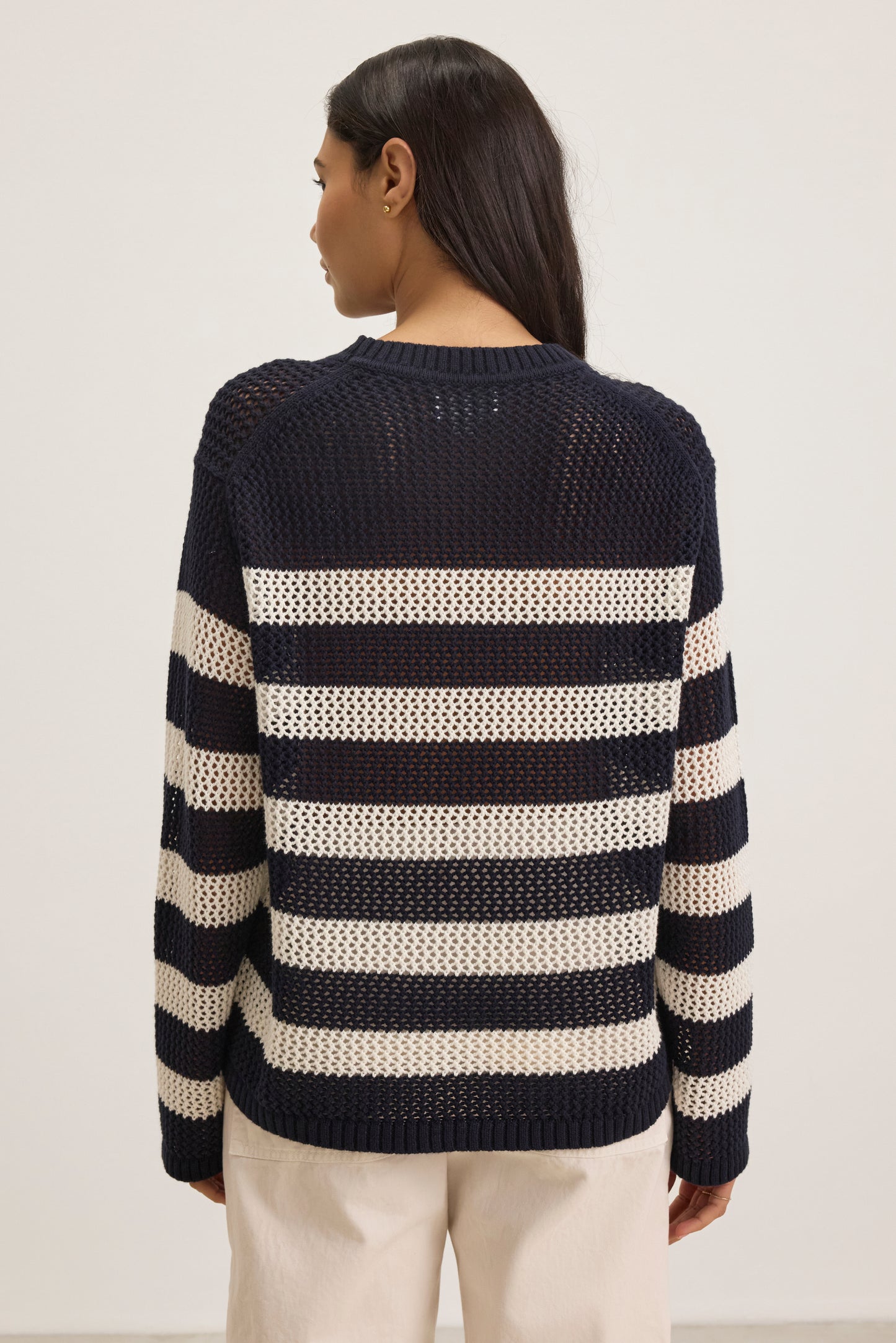KANAN COTTON CASHMERE MESH SWEATER IN NAVY