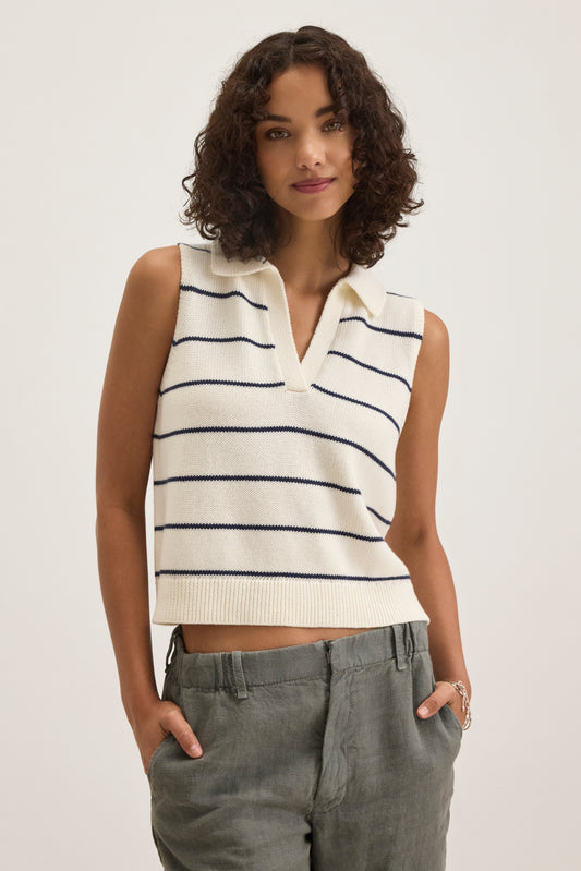 NAYLA COTTON CASHMERE SWEATER VEST IN MILK
