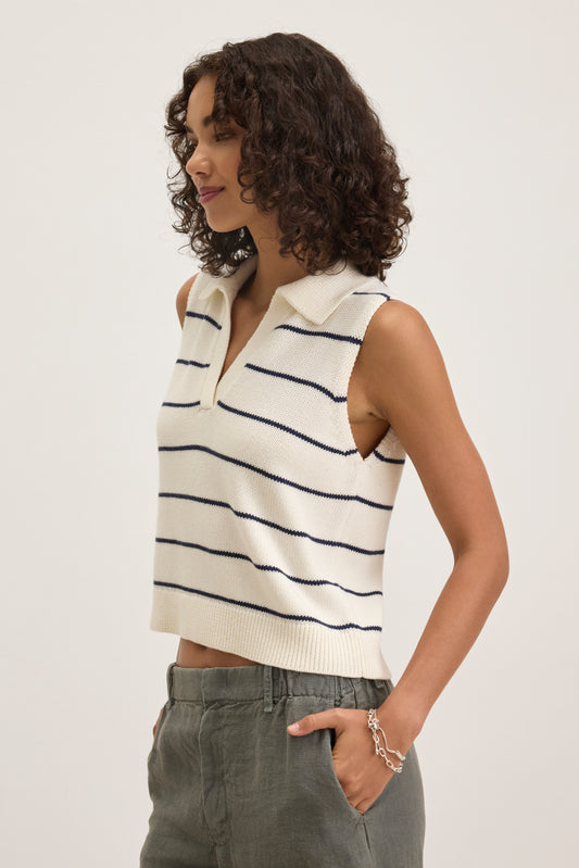 NAYLA COTTON CASHMERE SWEATER VEST IN MILK