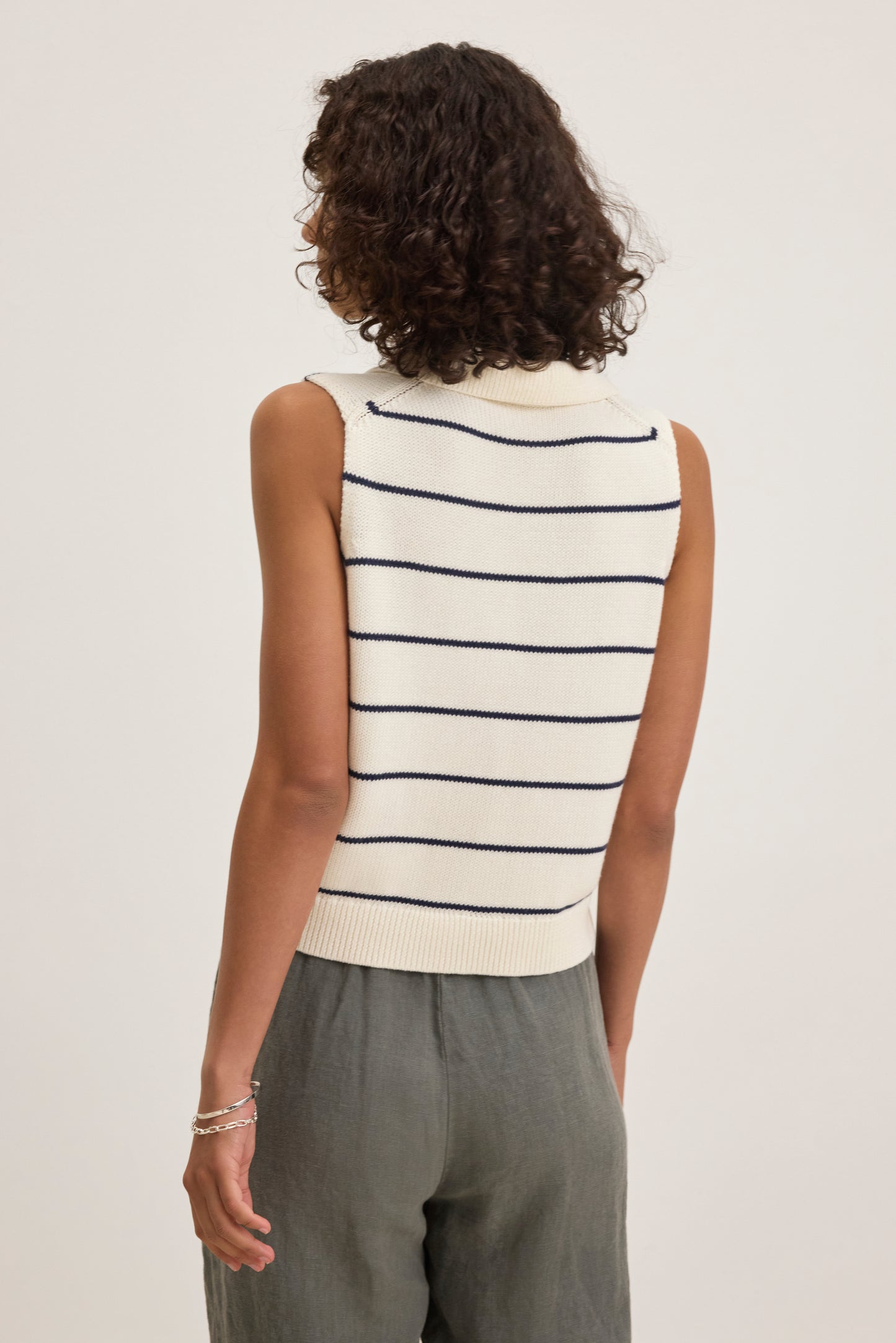 NAYLA COTTON CASHMERE SWEATER VEST IN MILK