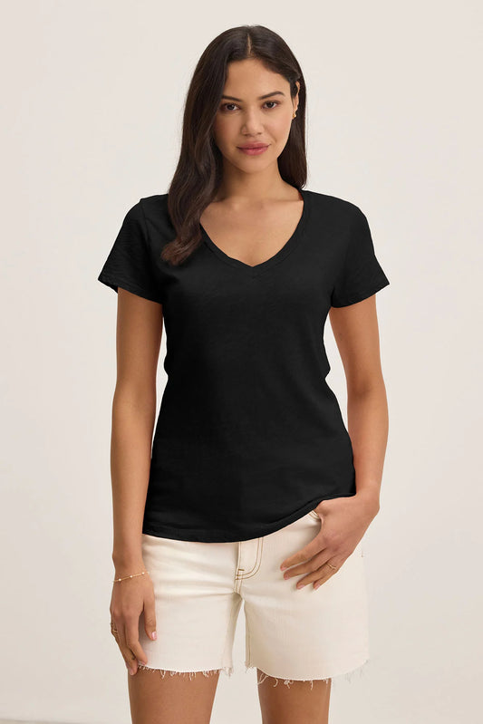LILITH COTTON SLUB T-SHIRT IN BLACK