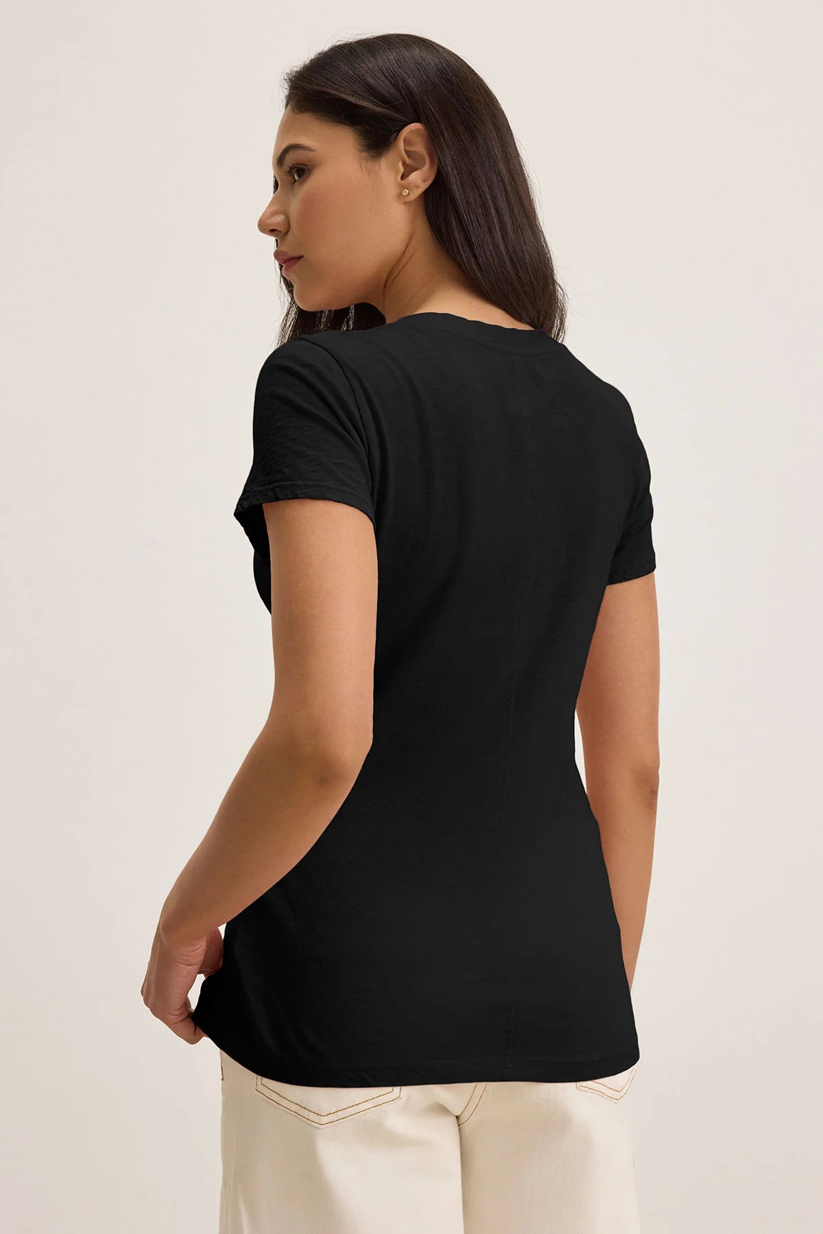 LILITH COTTON SLUB T-SHIRT IN BLACK