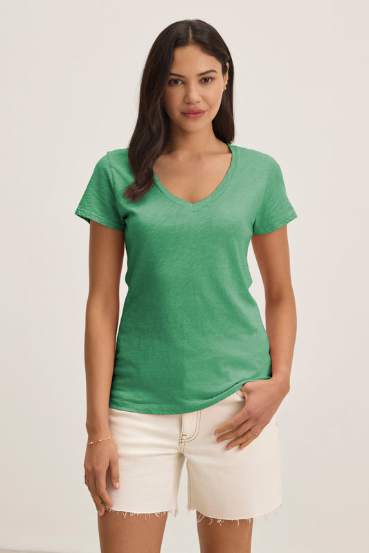 LILITH COTTON SLUB T-SHIRT IN EMERALD