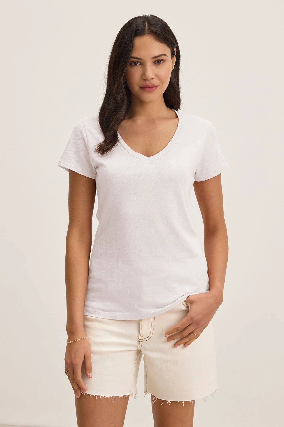 LILITH COTTON SLUB T-SHIRT IN WHITE