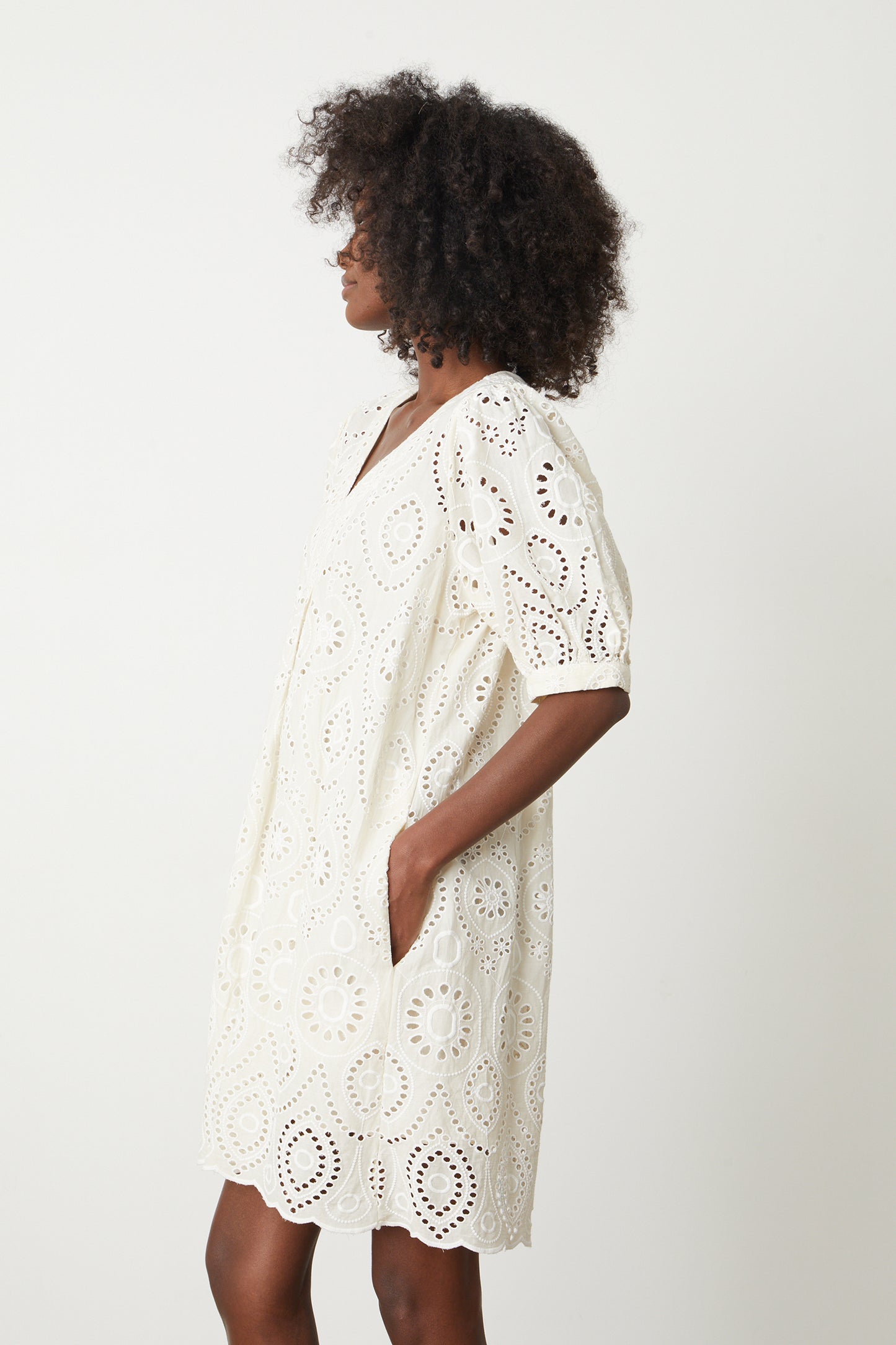 KENNIE EYELET DRESS IN IVORY