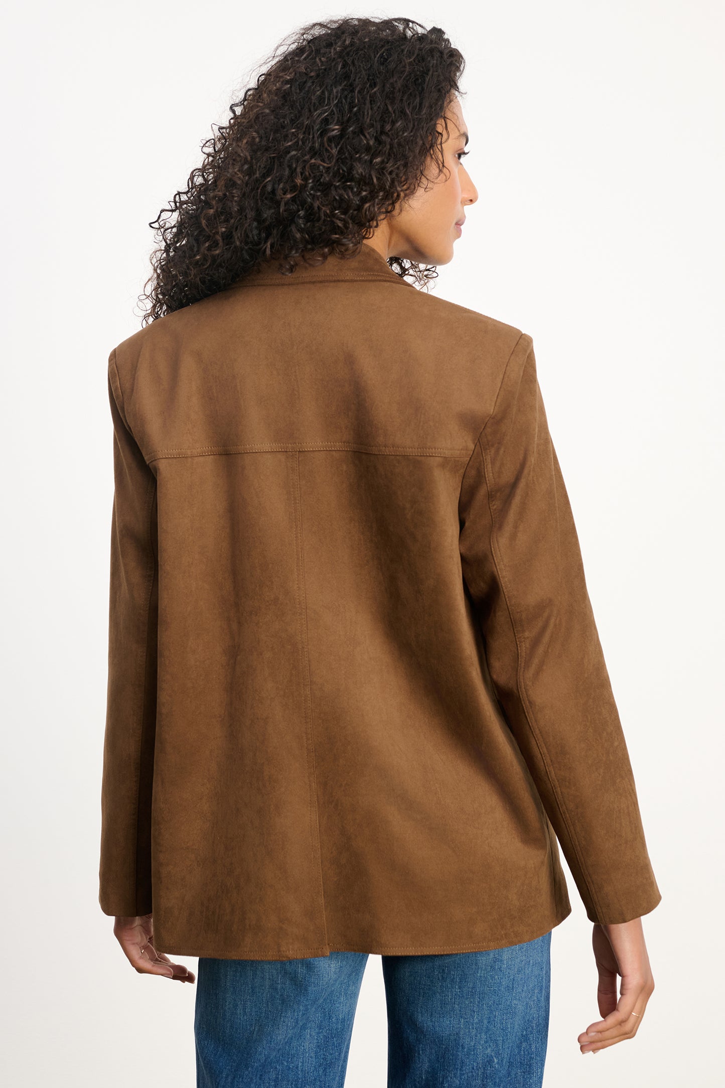 SALIE FAUX SUEDE JACKET IN BROWN