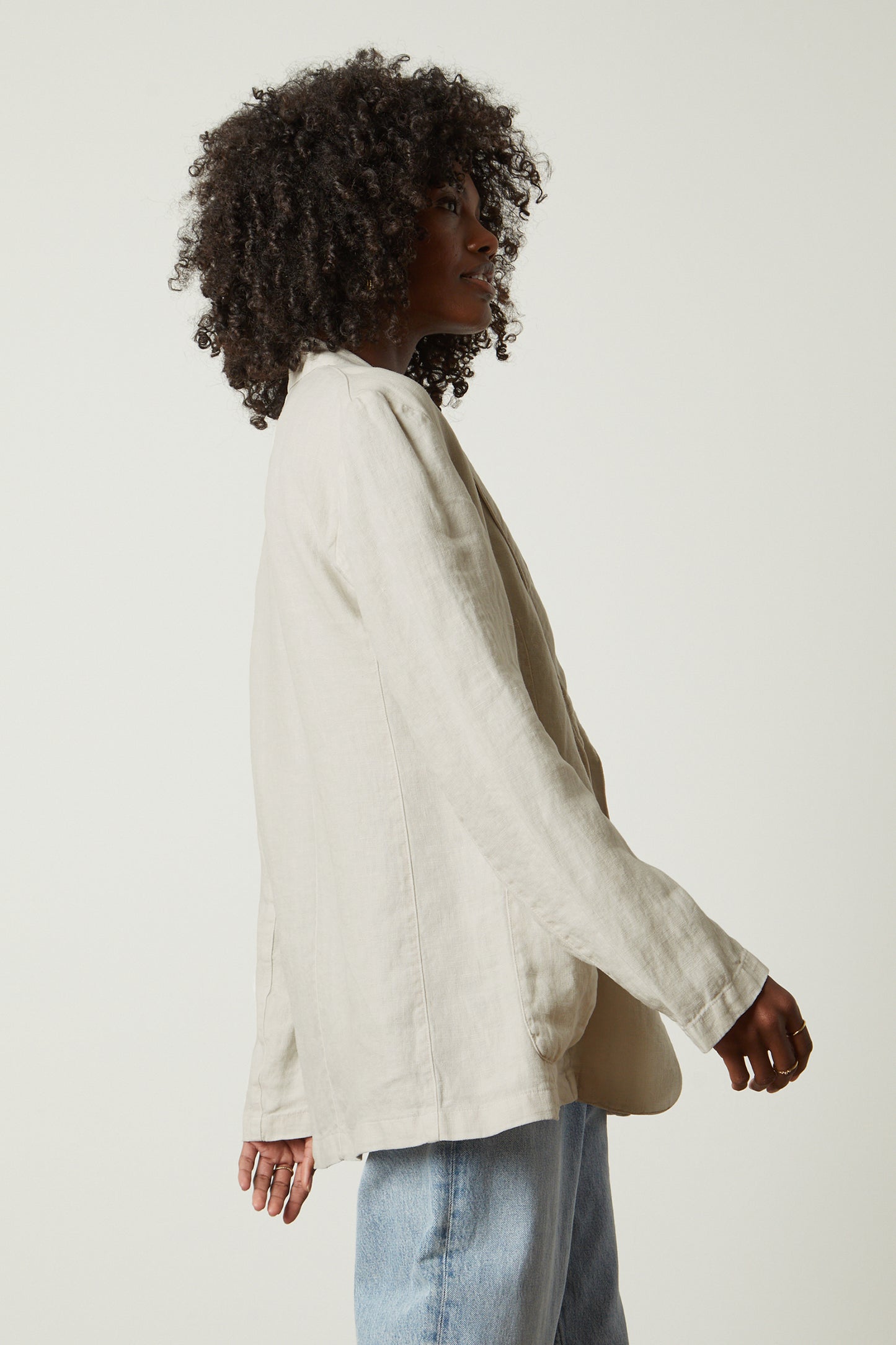 CASSIE HEAVY LINEN BLAZER IN SAND