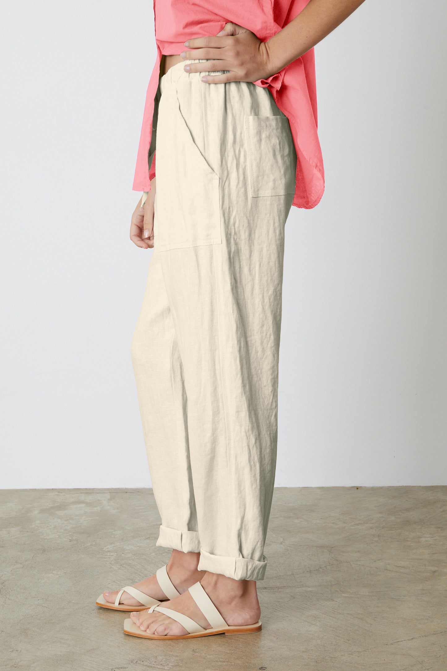 CINDY HEAVY LINEN TROUSERS IN SAND