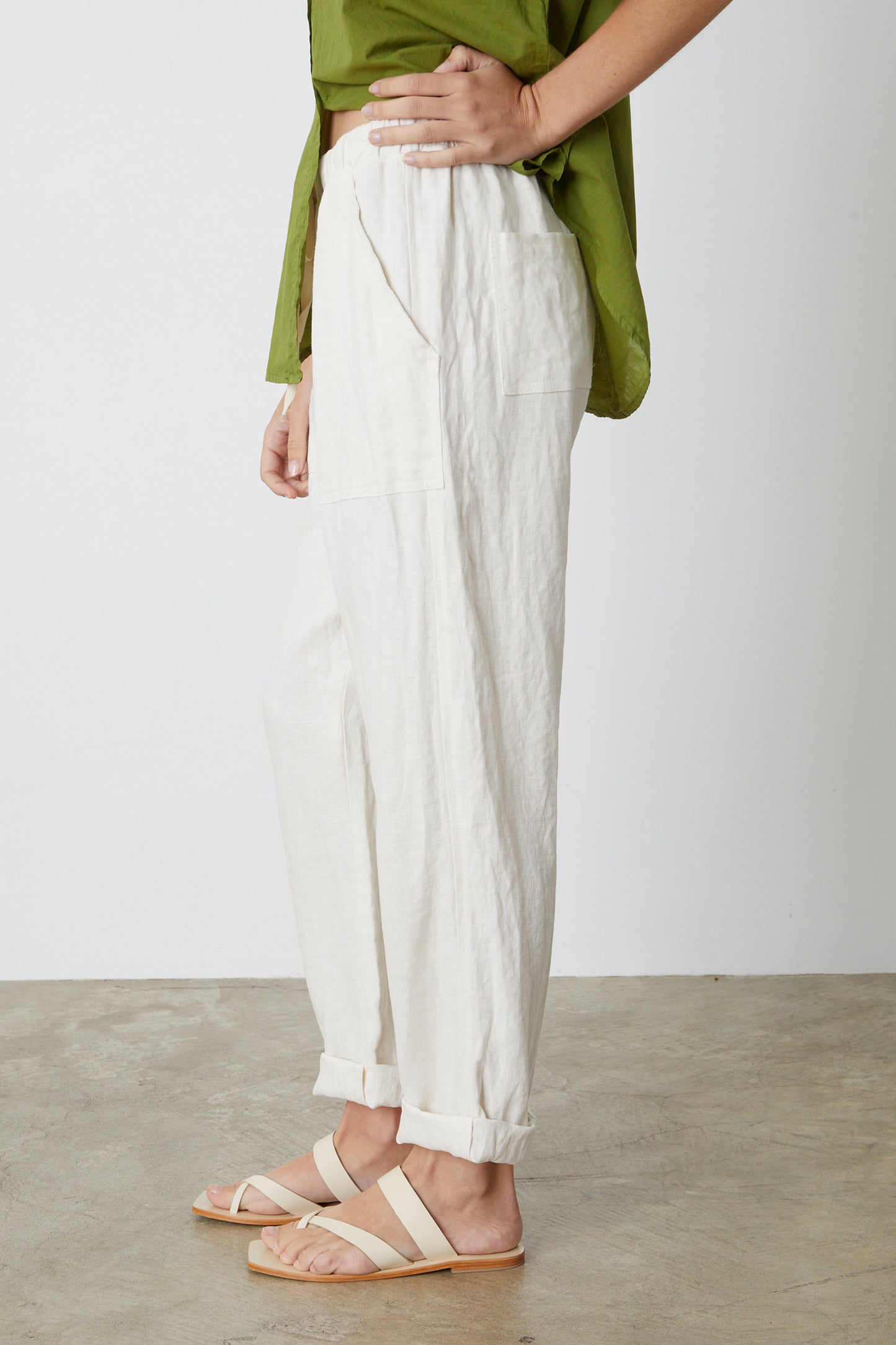 CINDY HEAVY LINEN TROUSERS IN CHALK