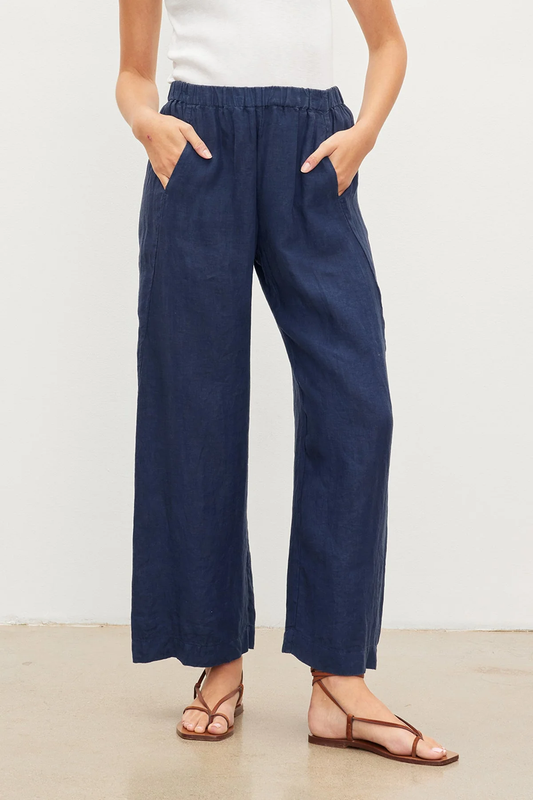 LOLA LINEN TROUSER IN NAVY
