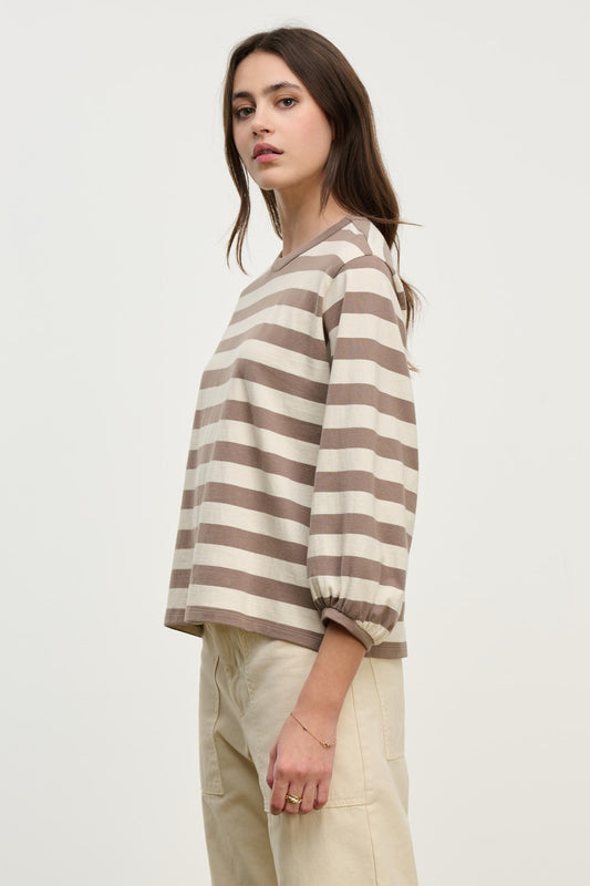 EDORA TOP IN MOCHA STRIPE