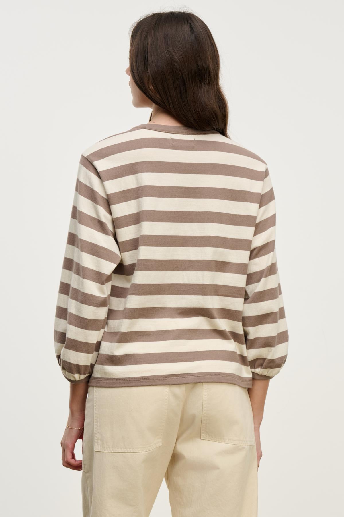 EDORA TOP IN MOCHA STRIPE