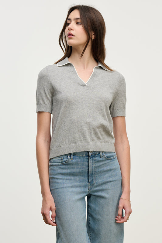 ABELA TOP IN LIGHT HEATHER