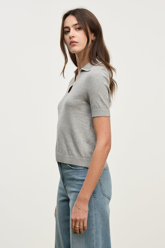 ABELA TOP IN LIGHT HEATHER