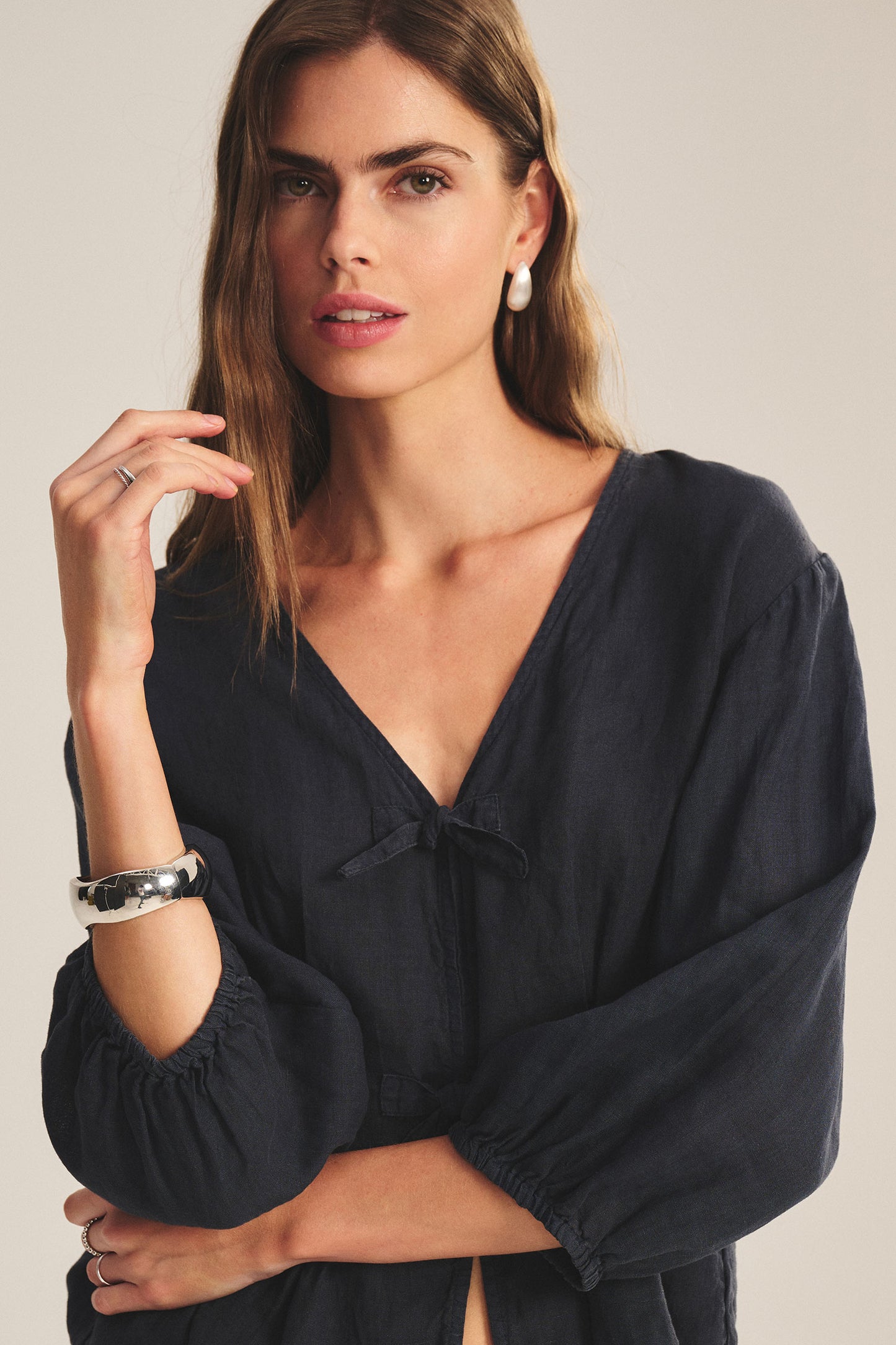 MARTHA LINEN TOP IN SHADOW