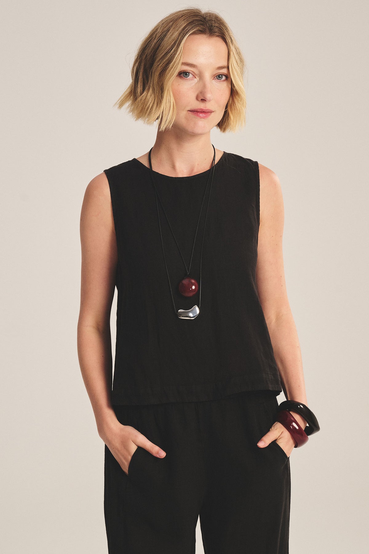 MAXINE LINEN TOP IN BLACK
