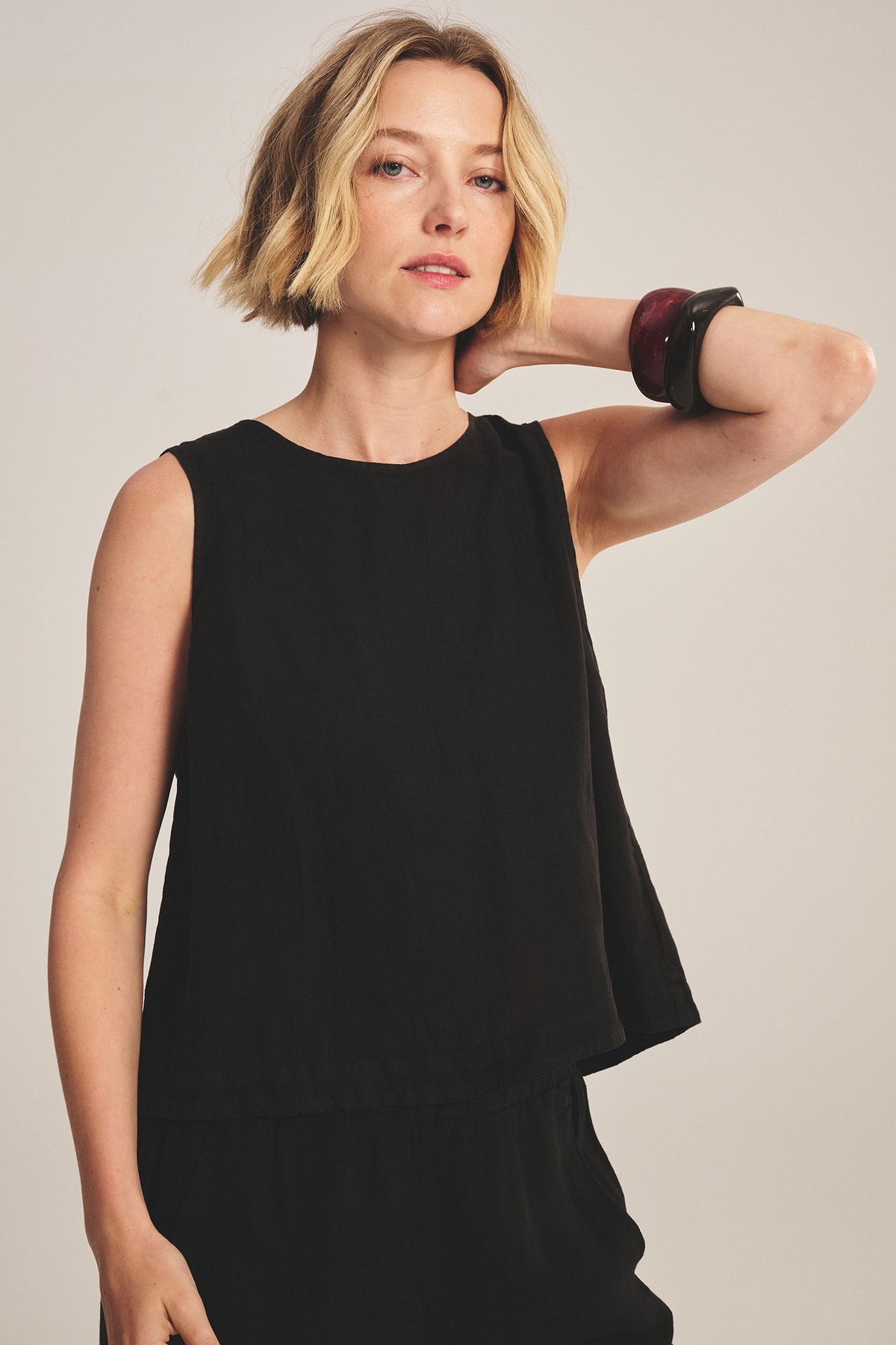 MAXINE LINEN TOP IN BLACK