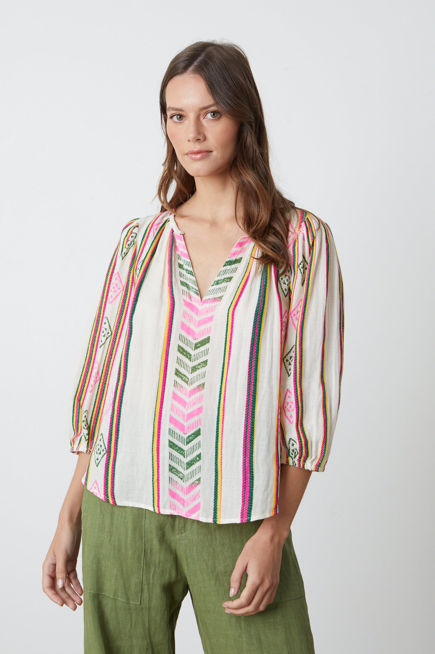 BETH NOVELTY JACQUARD TOP IN MULTI