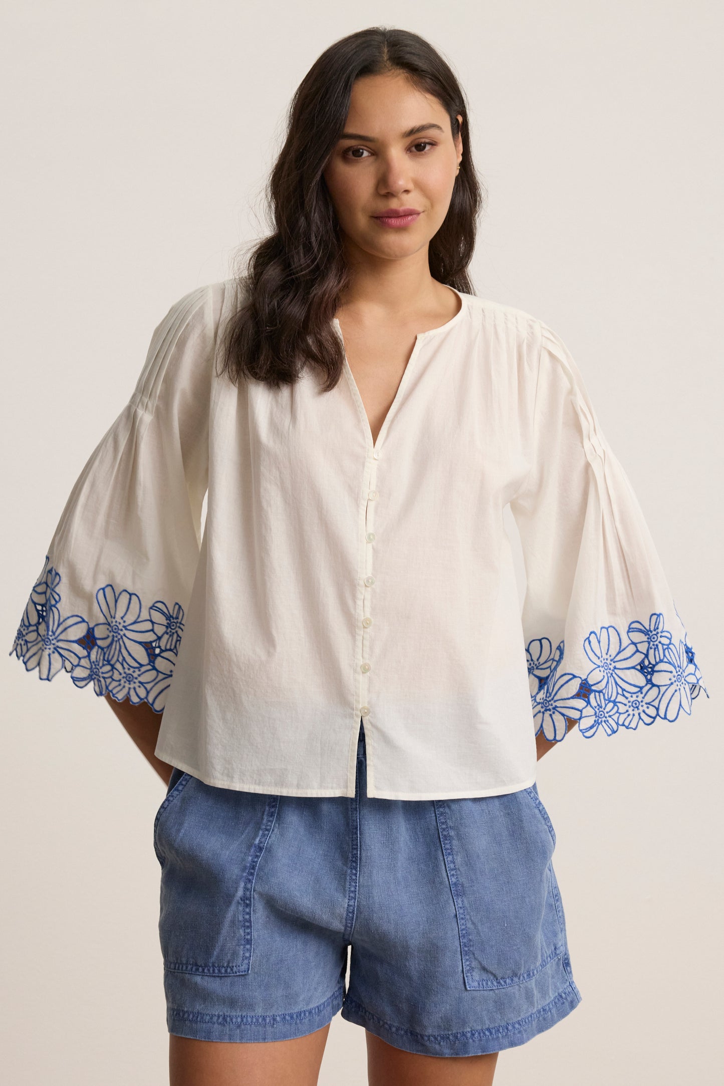BLAKE TOP IN CREAM/COBALT